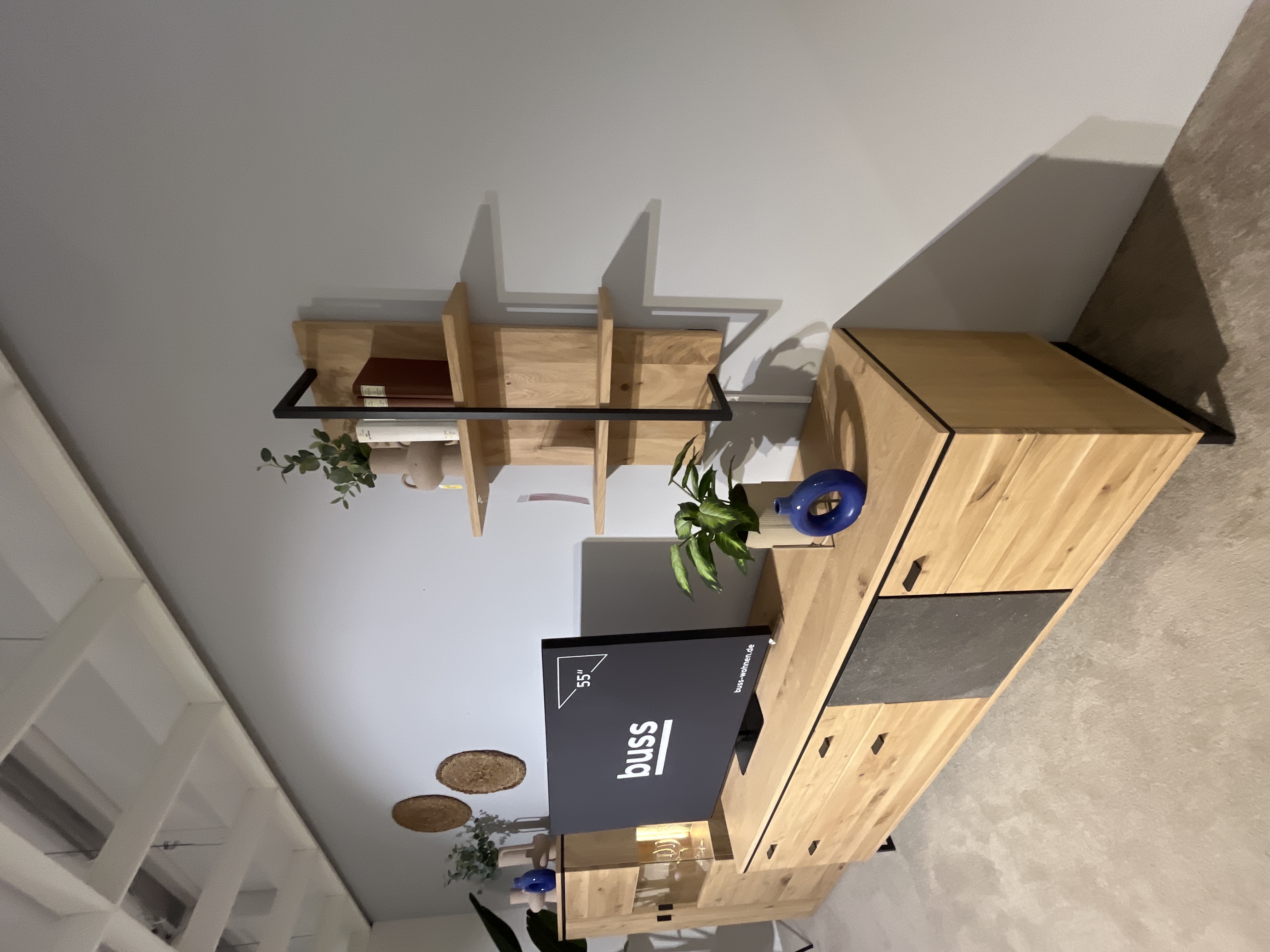 Wohnkombination TUNIS ca.B340 H189 T50 cm in Asteiche furniert/Lamelle, Holzregal, Wandregal, Multifunktionsregal, Hartholz, Pflanzenhalter