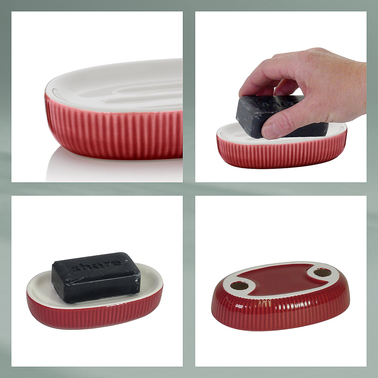 Kela Seifenschale AVA in Farbe himbeerrot, grinder, Seife, Stein, rot, manuell