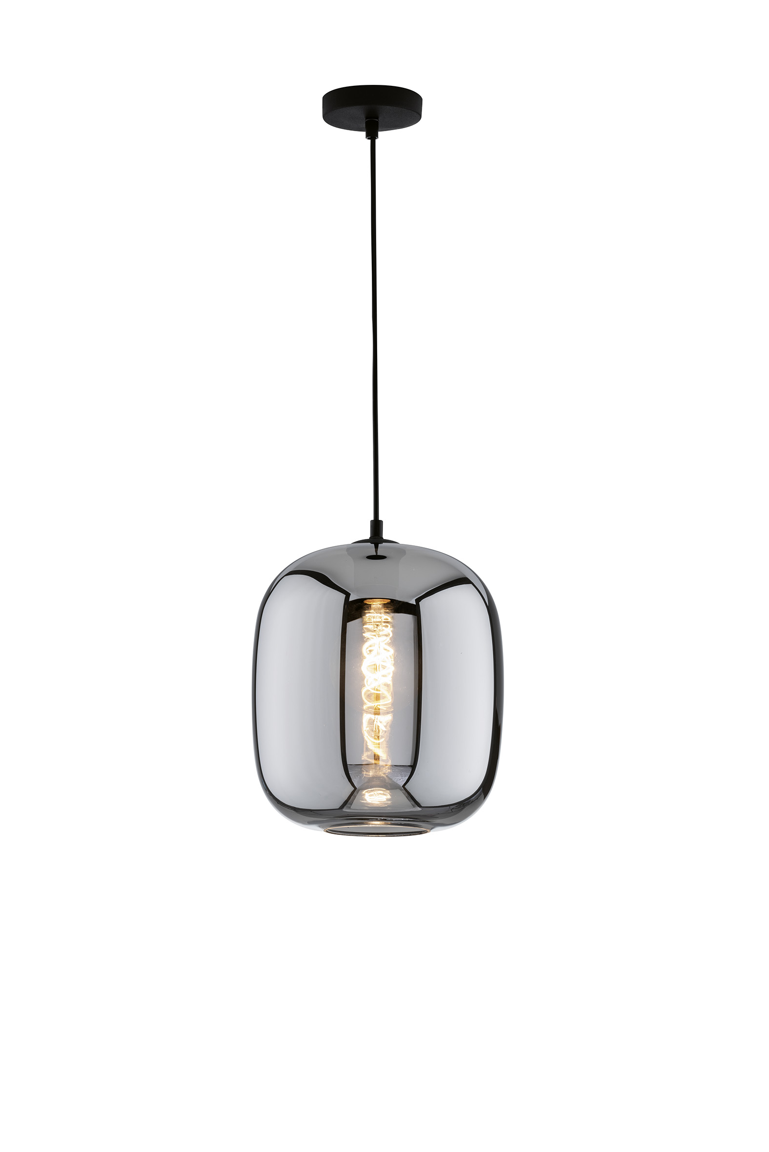 Fischer & Honsel Pendelleuchte NAYLA in Metall sandschwarz/Glas rauchfarbig 