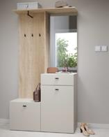 Garderobe ROMEA ca. B100 H192 T37 cm in Cashmere/ Eiche, Garderobe, Flurmöbel, Schuhschrank, Sideboard, Holz/weiß Kontrast