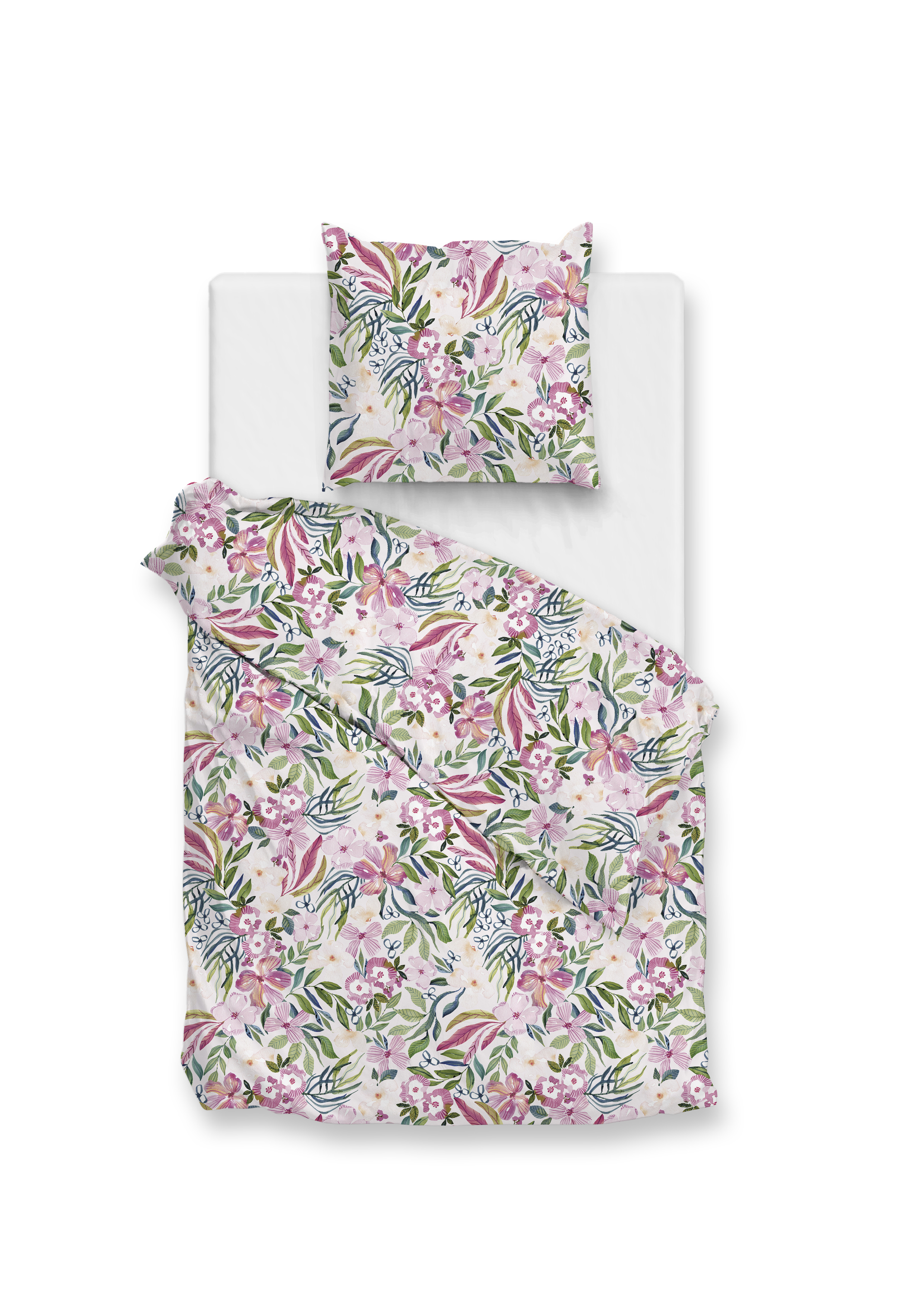 Bettwäsche ca. 155x220cm in Multi, Bettwäsche, Floral Muster, Blumen, Kissenbezug, Blätter