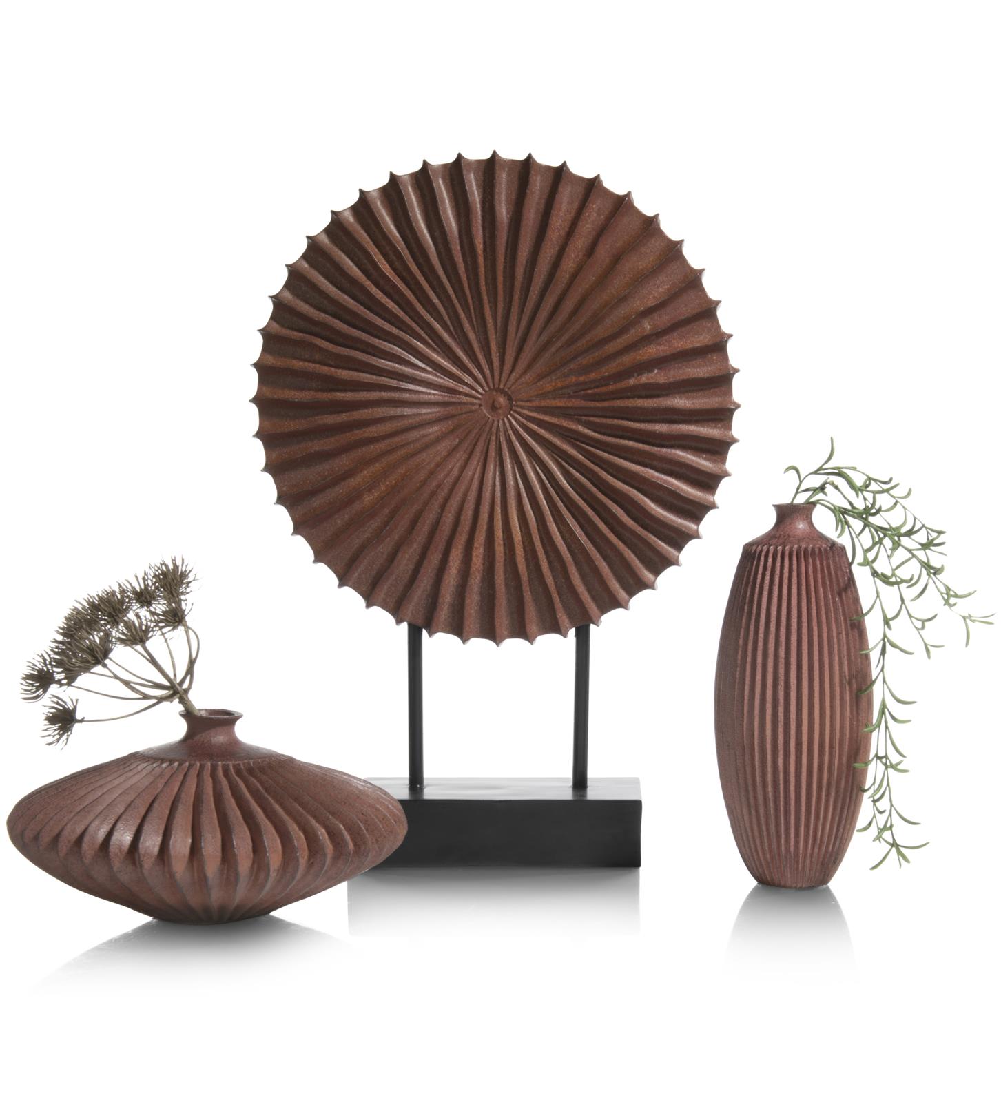 XOOON Noni Vase H14cm Coco Maison 48333-KOP, Deko-Objekt, Vasen-Set, Rustbraun, Rundform, Texturierte Oberfläche