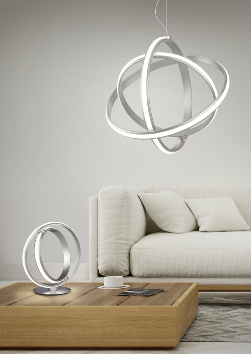 Trio LED-Tischleuchte COMPTON 1-flammig in Farbe Nickel matt