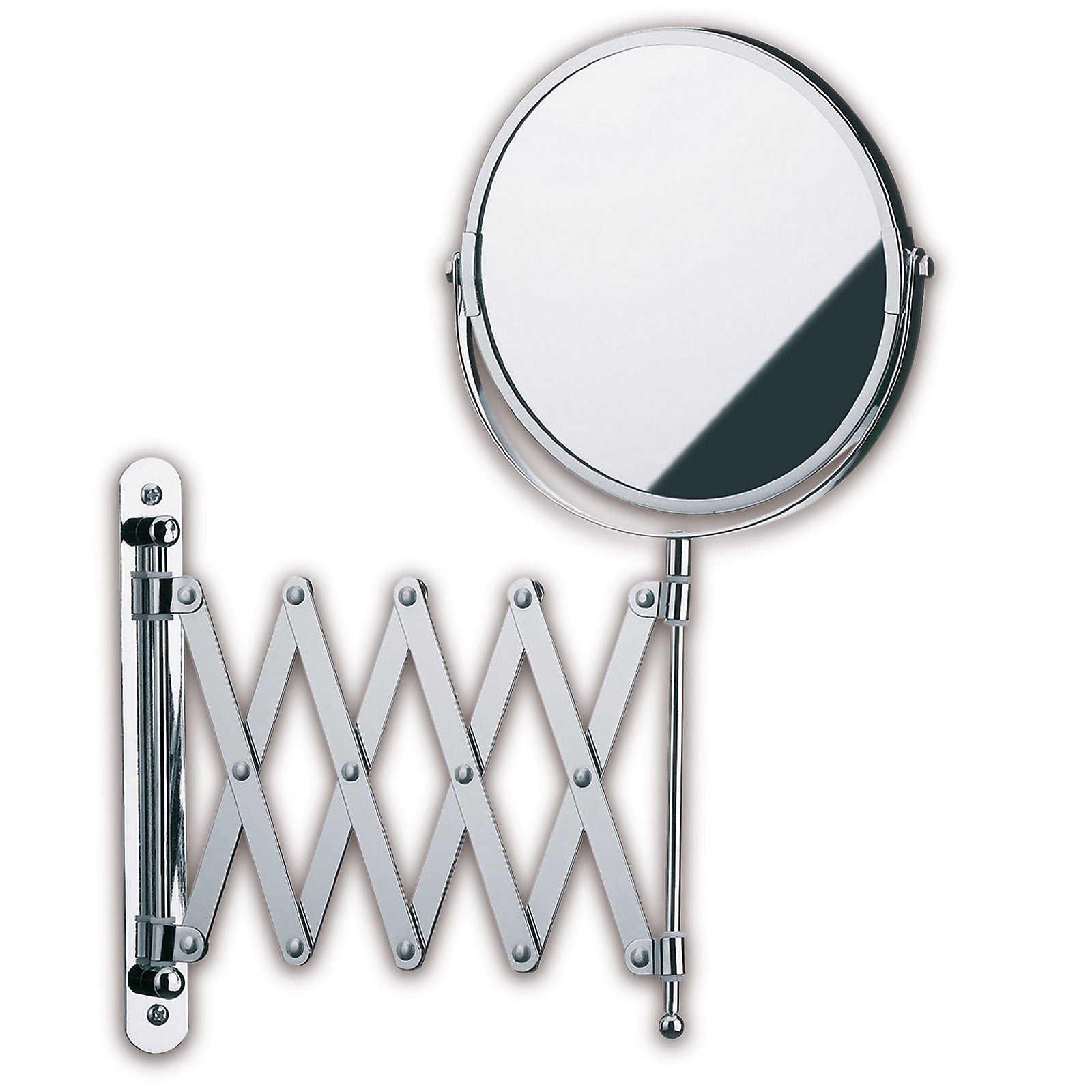 Kela Wandspiegel Avita Metall Silber / Metall, erweiterbar, Spiegel, Wandmontage, zeitgenössisch, verstellbar, spiegel, ankerspiegel, ausziehbar, schminkspiegel, metall