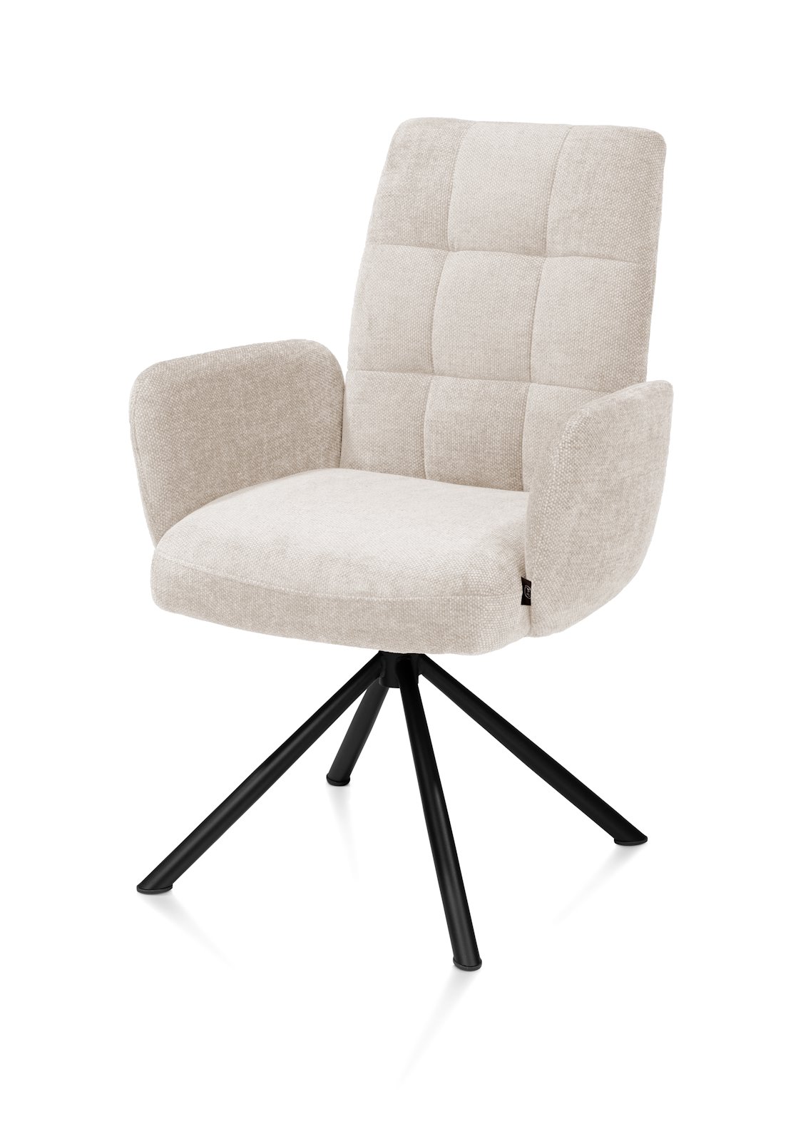 // Stoff Livigno creme // Gestell schwarz, drehbar // mit Griff // ca. B61 H93 T67 cm // Taschenfederung, Sessel, Schreibtischstuhl, Beige, Stoffbezug, vierbeinige Basis