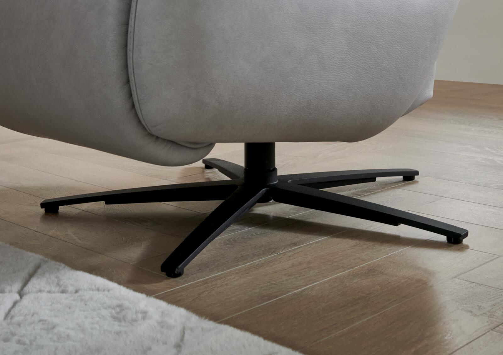 Himolla Relaxsessel Easy Swing (7475) Grau, Sesselbodenansicht, Fusskreuz, Bezugstoff, Grau, Hocker