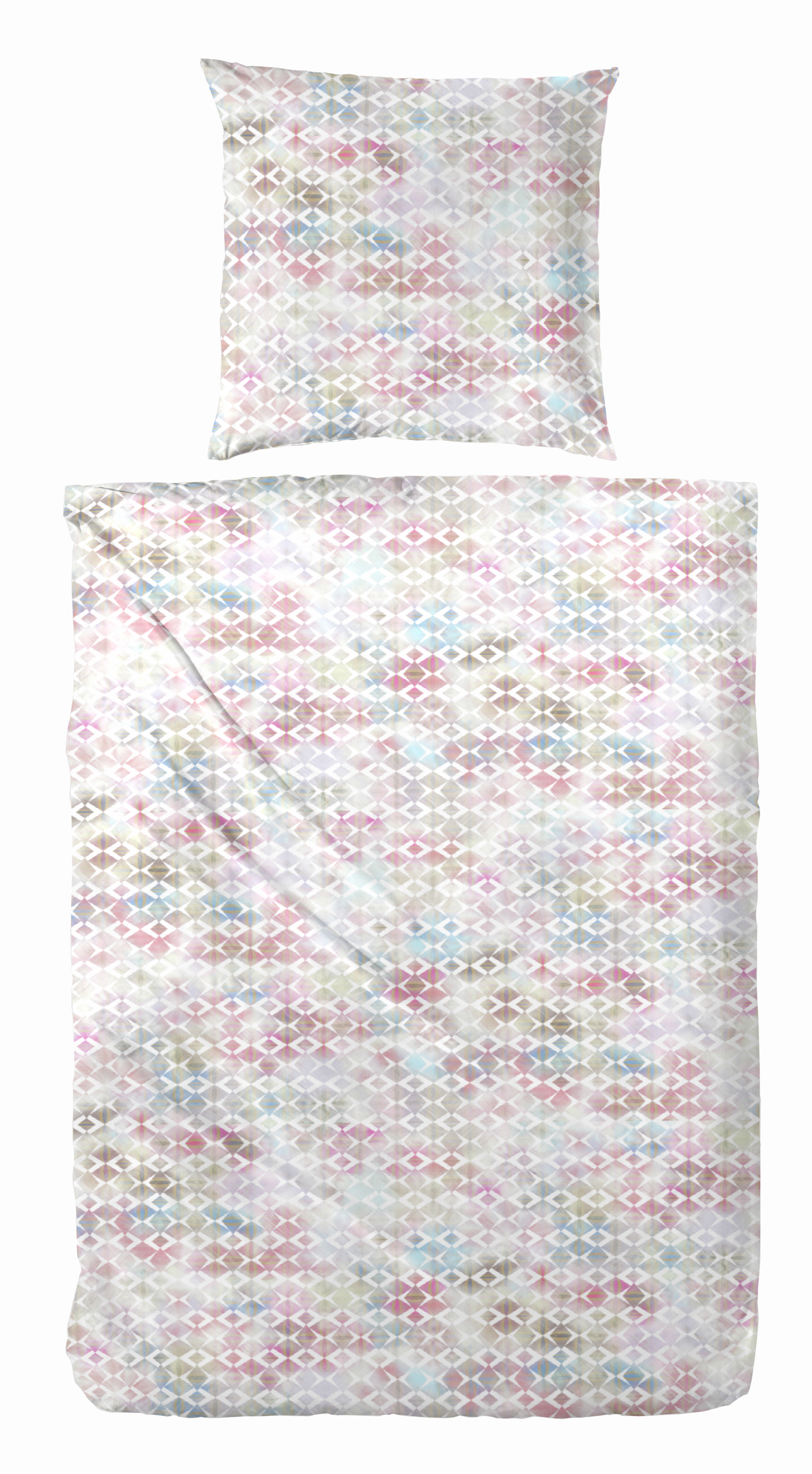 Hahn Haustextilien Perkal-Bettwäsche 135x200cm ca. 135x200cm, Kopfkissen ca. 80x80cm in Farbe Mehrfarbig/weiß