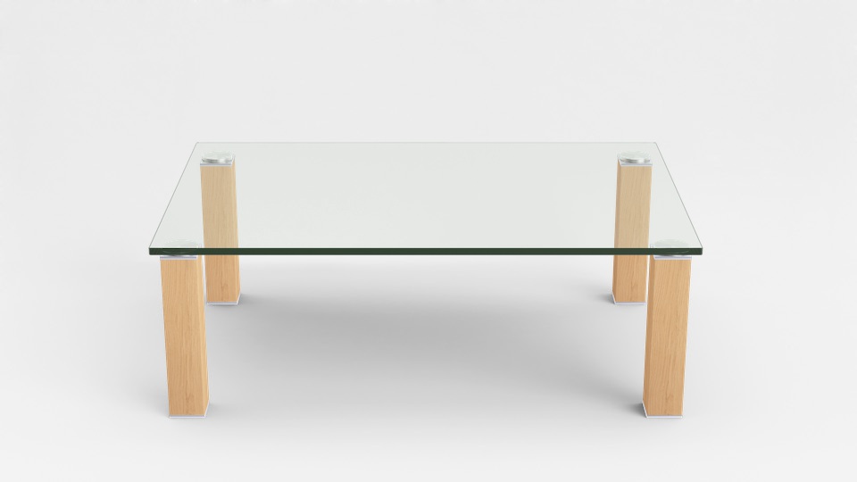 Eve Collection Couchtisch Rimini, ca. 110 x 42,5 x 70 cm in Eiche bianco mit Klarglasplatte