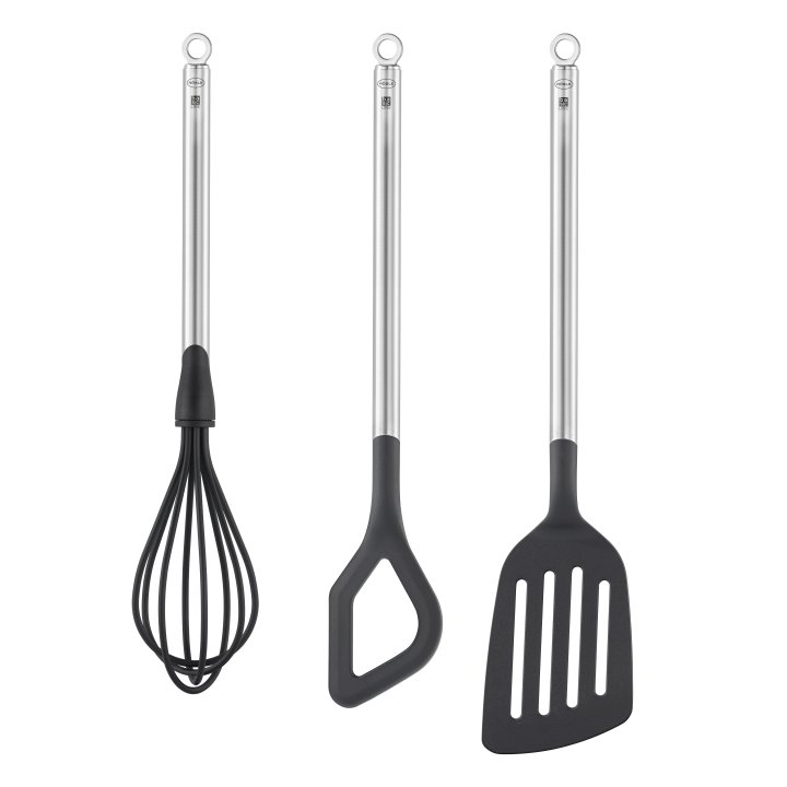 3-tlg. Gourmet-Set Starter in Edelstahl 3-tlg. Gourmet-Set Starter in Edelstahl, Küchenwerkzeug, Schutzhülle, Kochlöffel, Rührbesen, Küchenutensilien