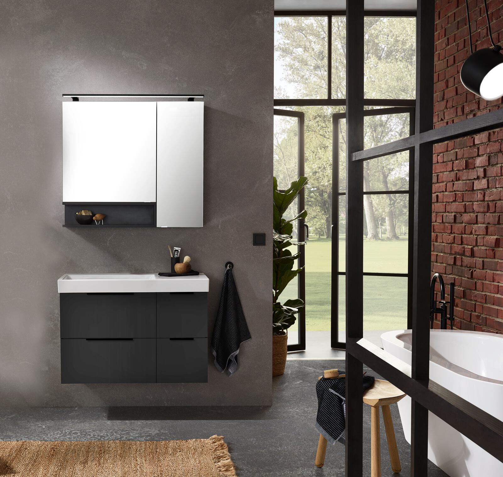 Badkombination C!MANO mit Front/Korpus in Cosmos grey matt Badkombination C!MANO mit Front/Korpus in Cosmos grey matt