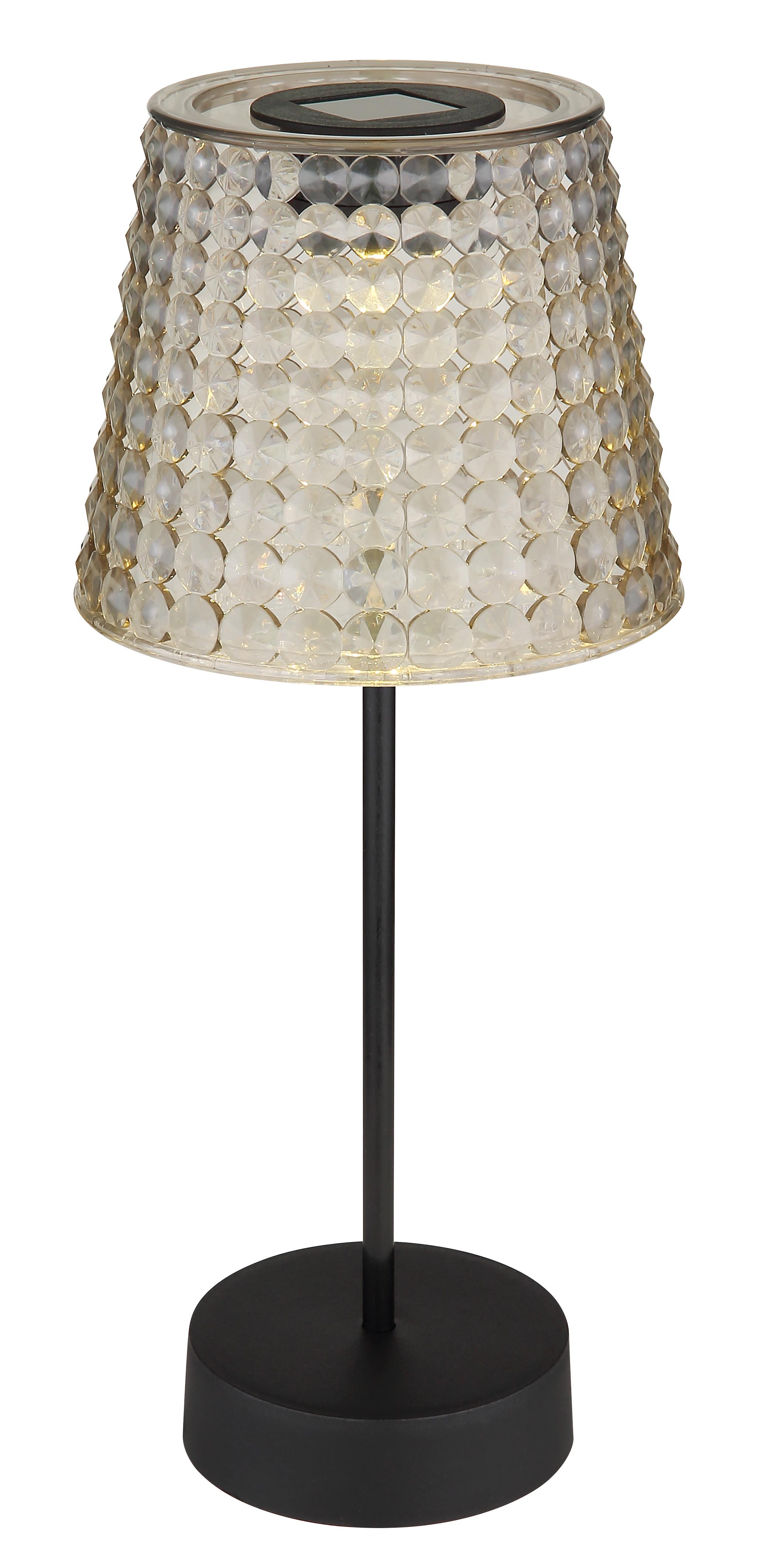 Globo LED-Solarleuchte 36634-2S 1-flammig in Farbe Kunststoff schwarz matt, Tischleuchte, Lampe, Schirm, Kugelkristalle, Metallfuß