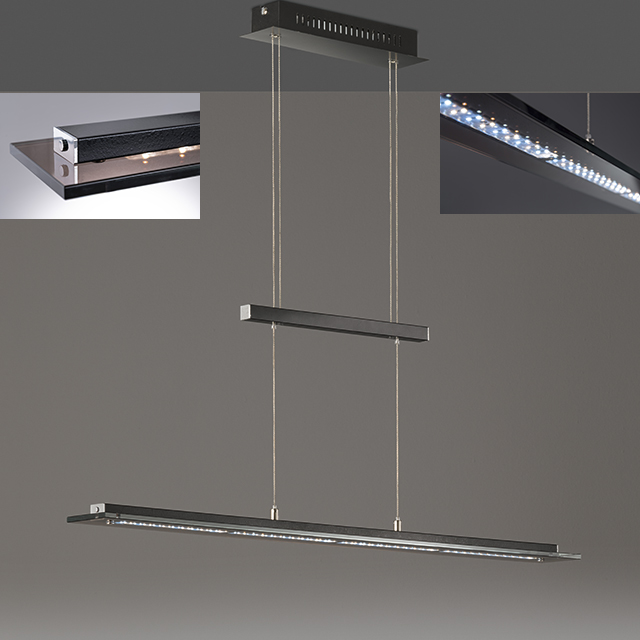 Fischer & Honsel LED-Pendelleuchte TENSO TW in Metall sandschwarz/Glas rauchfarbig teilsatiniert