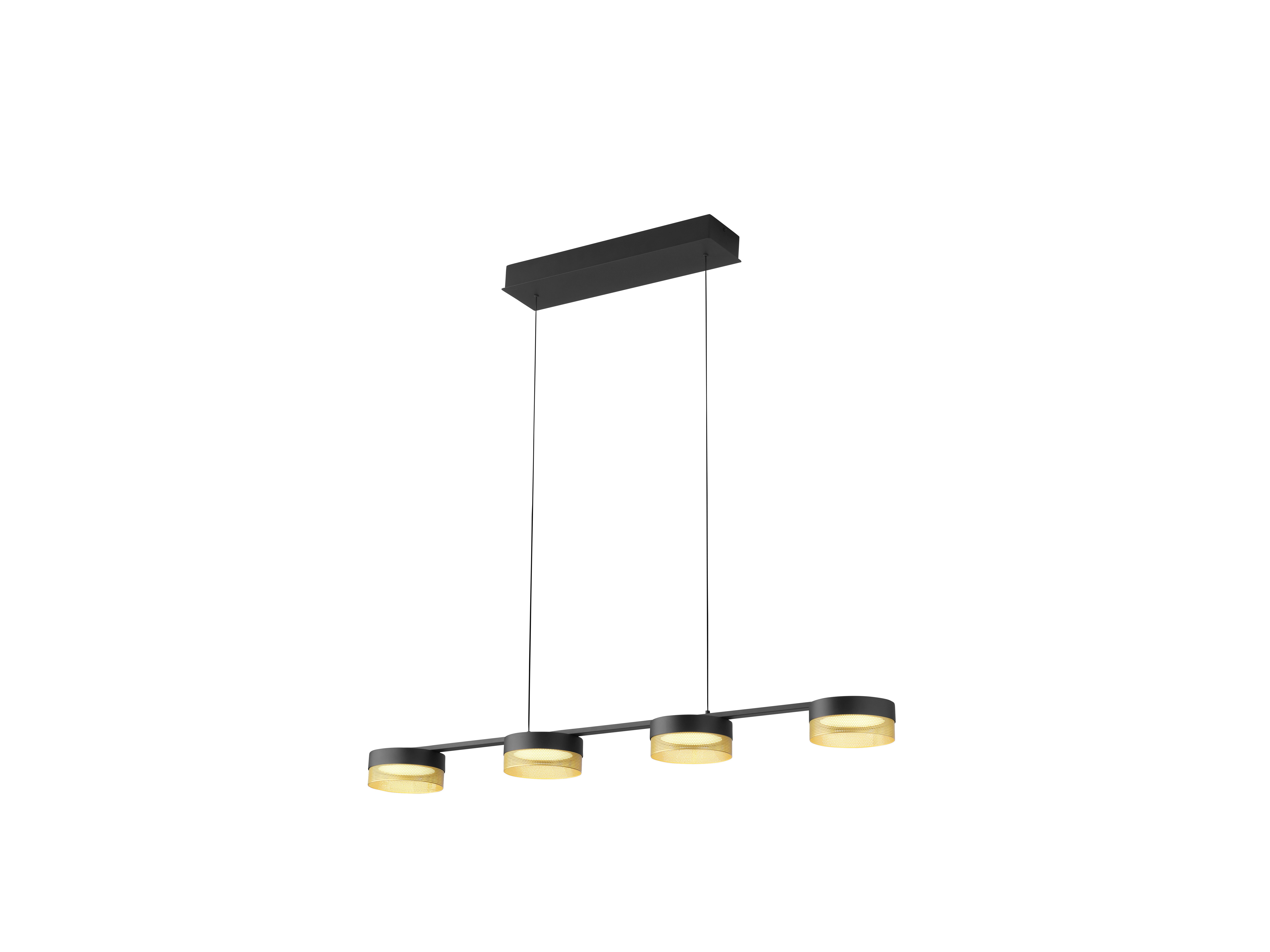 B-Leuchten LED-Pendelleuchte MESH 4-flammig in schwarz/gold