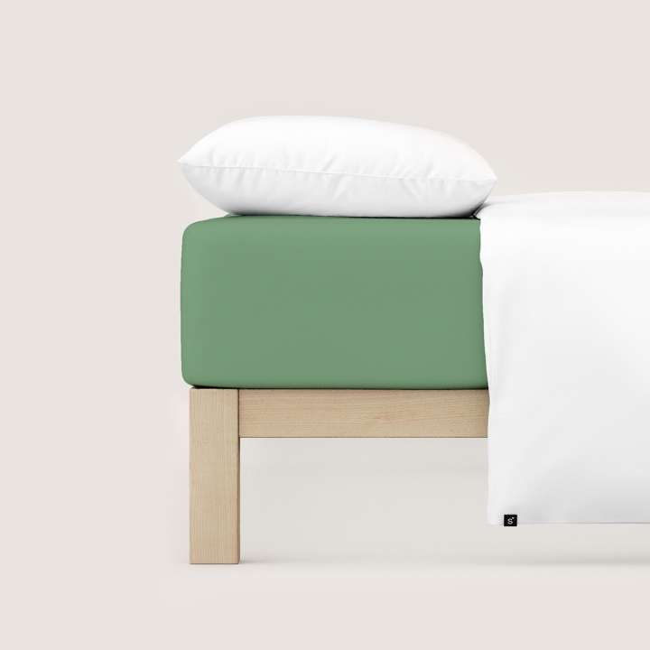 Schlafgut Pure Spannbettlaken ca. 180x200-200x220cm in Farbe Green Mid