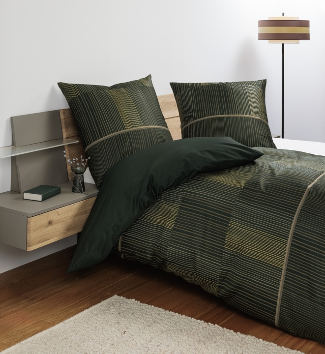 Janine Design Bettwäsche MOMENTS ca. 135x200cm in Farbe dunkelgrün gold