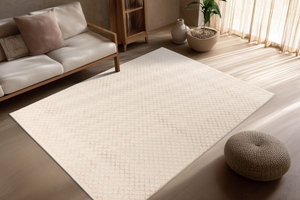 Webteppich CALAIS ca. 160x230cm in Farbe beige, Teppich, Rippedesign, Beige, Wohnzimmer, Konstruktion?