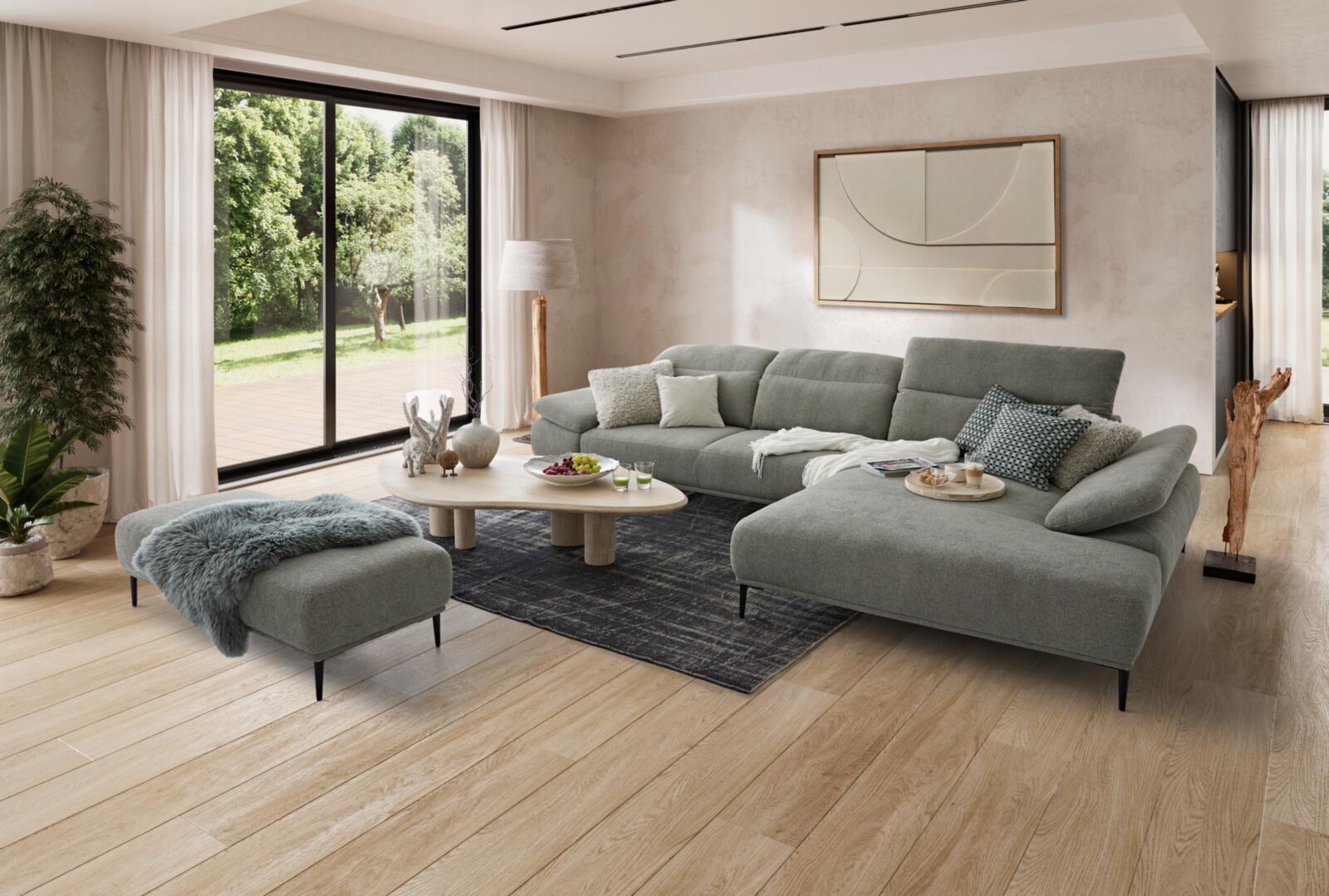W. Schillig Polstereckgruppe TAVAROO in Stoff uni thyme, Wohnzimmergarnitur, graues-sofa-set, Stoffsofa, Couchtisch, große-Lounge
