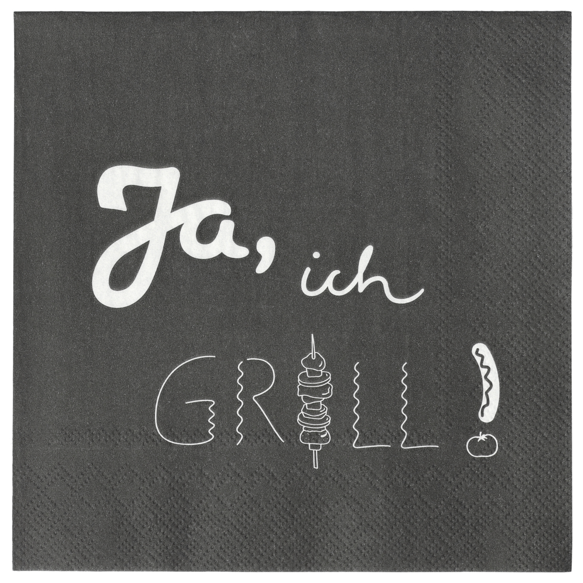 Serviette JA, ICH GRILL! in Ja, ich Grill!, servietten, papier, gabel, grill, grillspieß