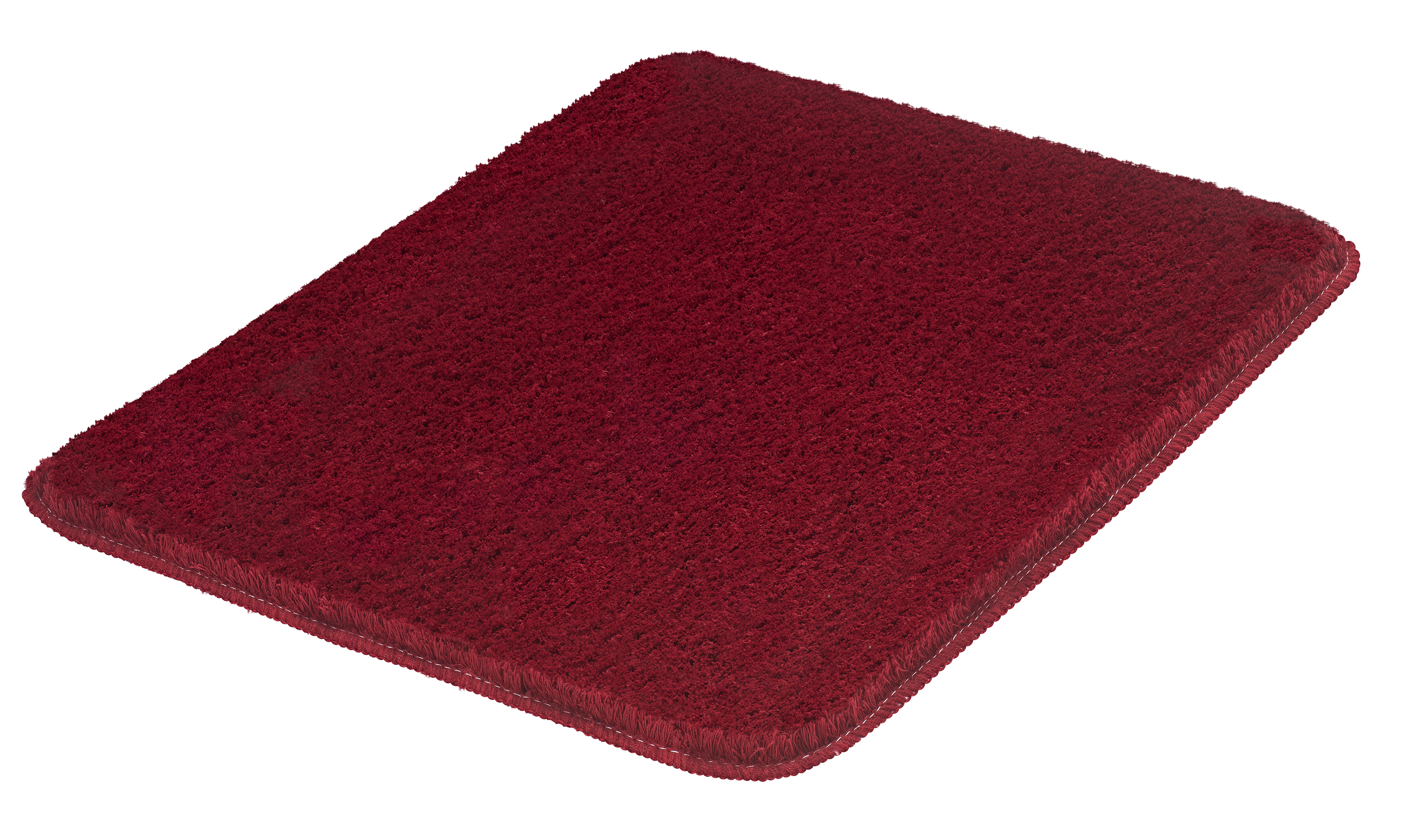 Kleine Wolke Badteppich MARCO ca. 50x60cm in Farbe Granat, Teppich, Roter Teppich, Flokati-Optik, Roter Fell-Teppich, Gebogener Kantenrand