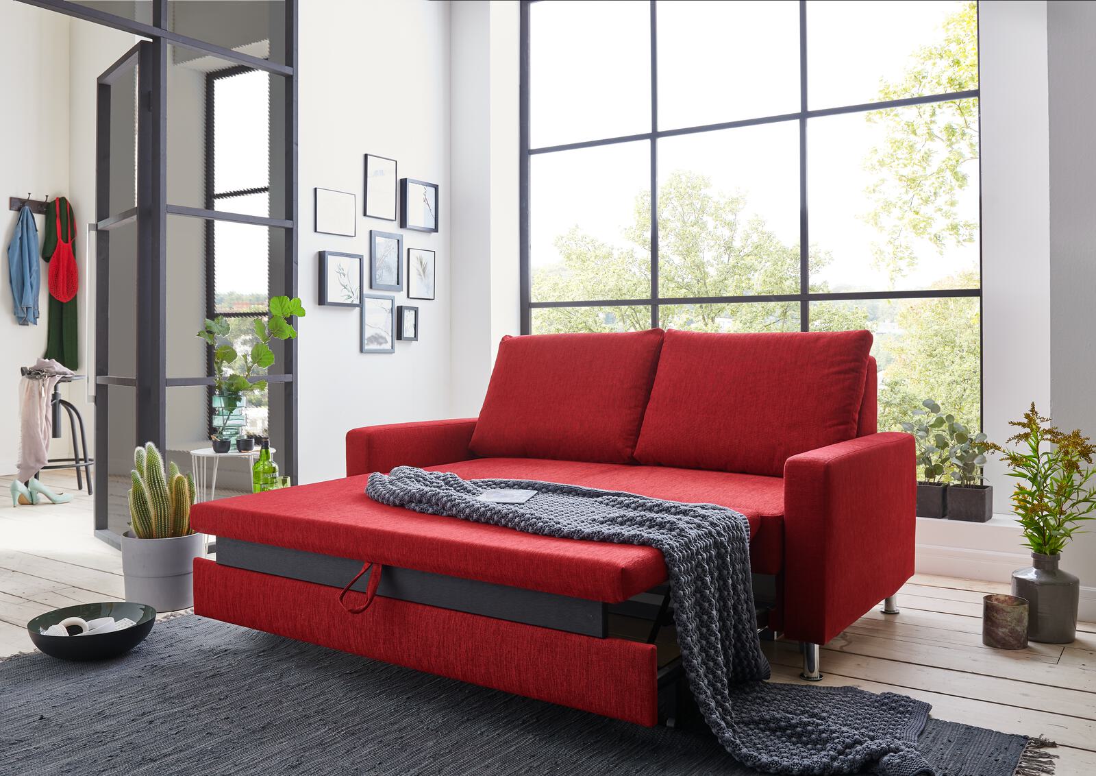 Schlafsofa FLEXA ca. 120x200cm in Stoff rot