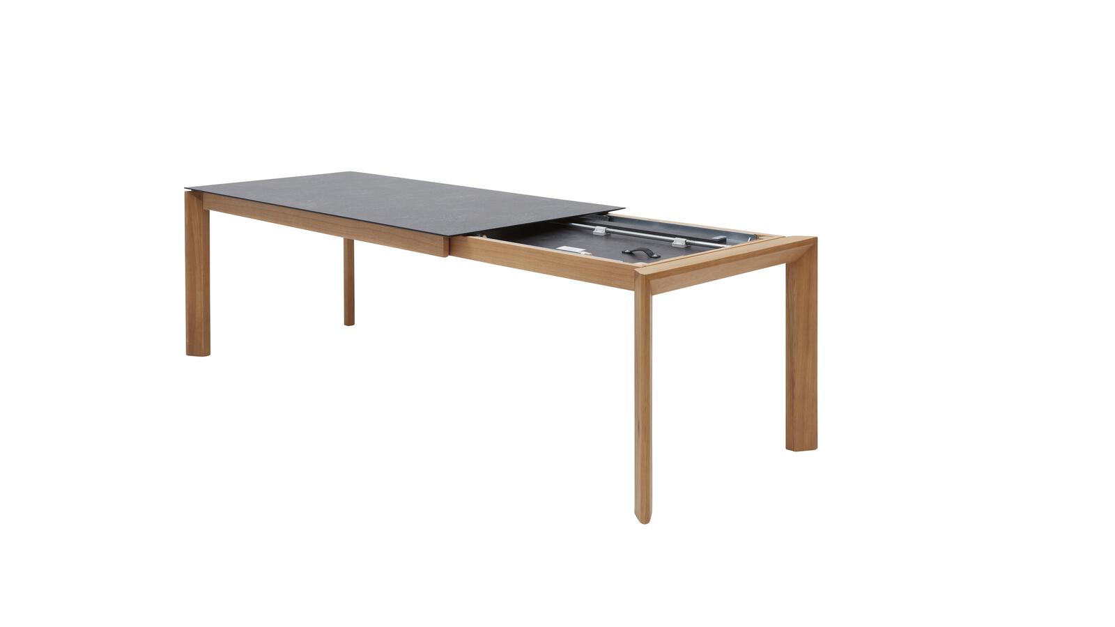 Interliving Esstisch IL5102 ca. 140(240)x90cm mit Platte HPL Deton-Design/Gestell Wildeiche massiv