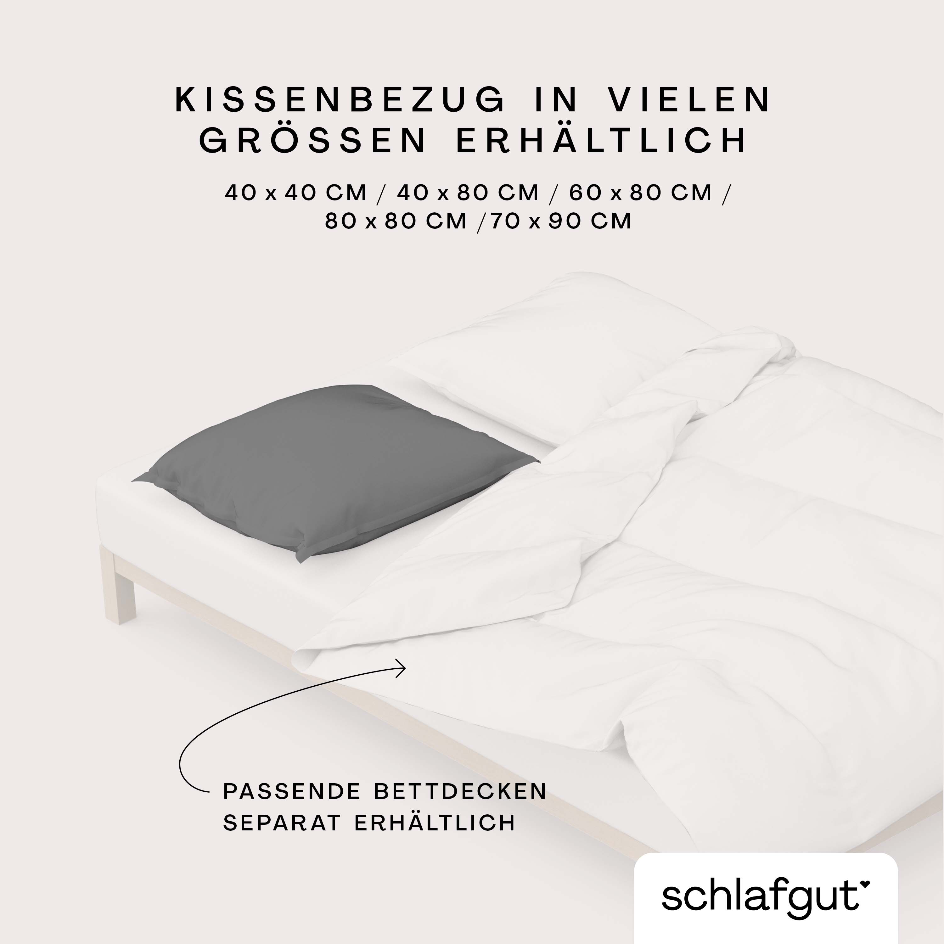 Schlafgut Kissenbezug 40x80 cm KISSENBEZUG in Grey mid Schlafgut Kissenbezug 40x80 cm KISSENBEZUG in Grey mid , Bettdecke, Bettwäsche, Kissenbezug, Schlafzimmer, Plain-Design