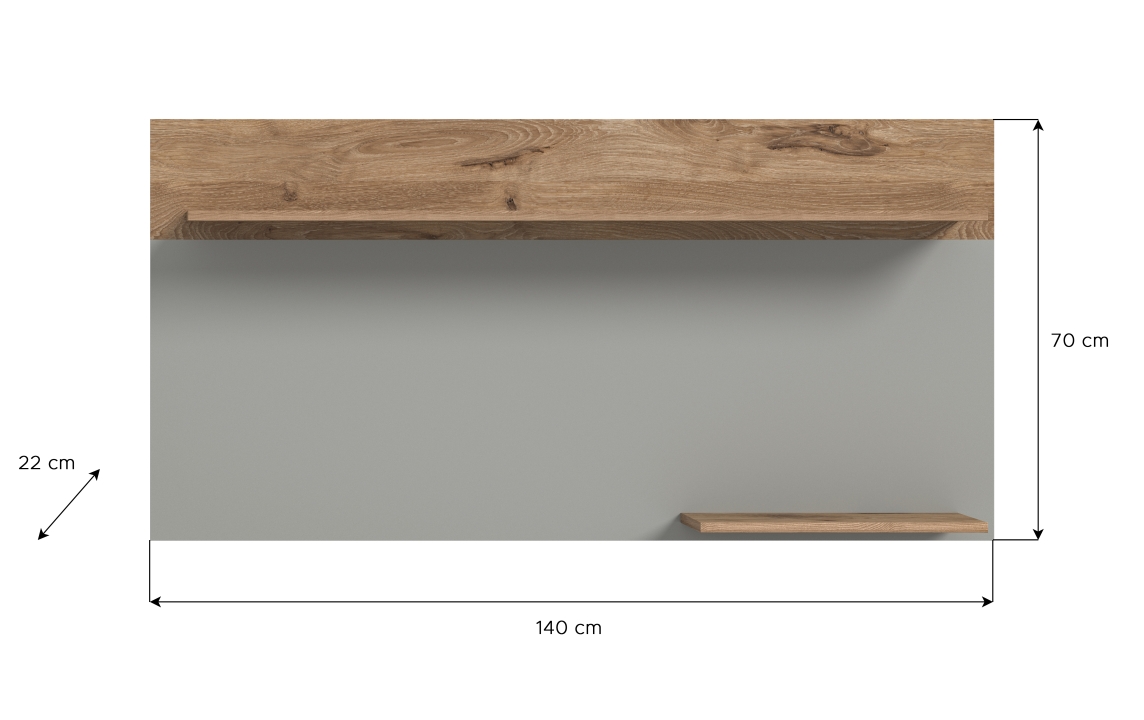 Xonox Home Wandboard CELINO in Front/Korpus hellgrau Nachbildung / Absetzung Nox Oak Nachbildung
