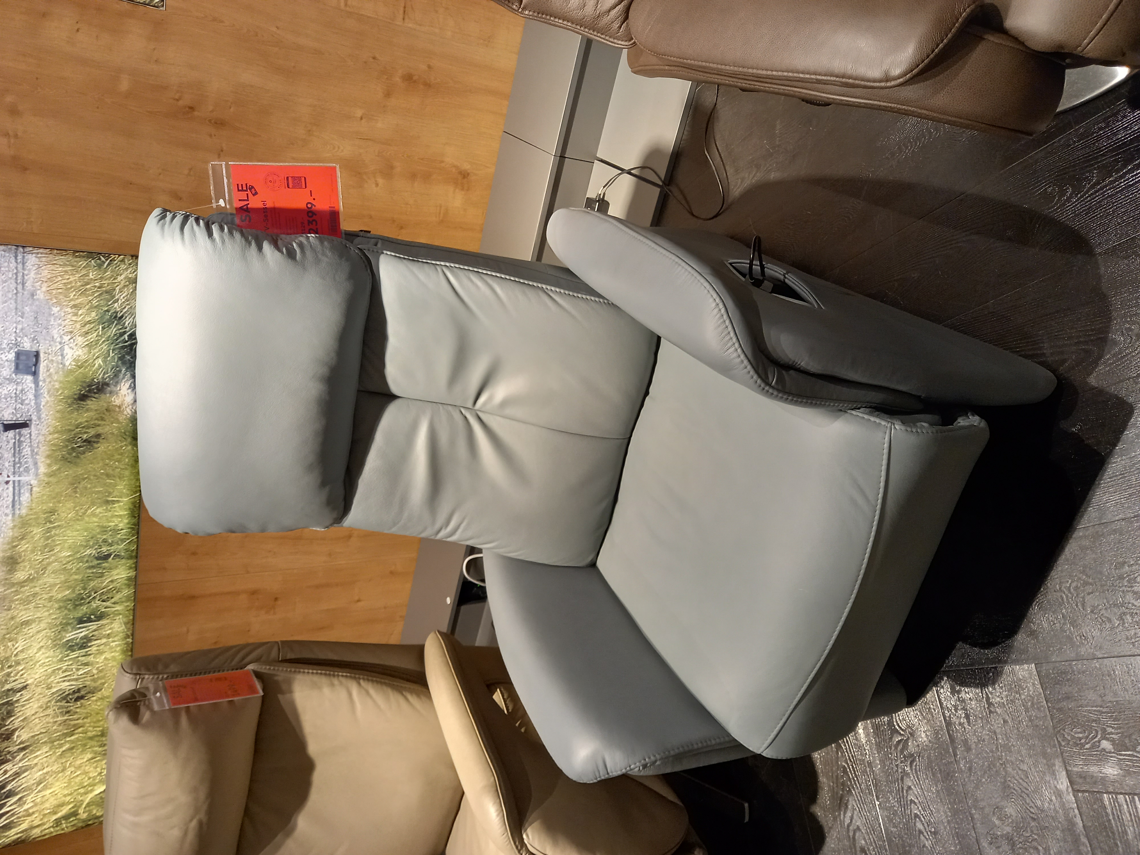 Hukla TV-Sessel CM-HU1157 in Leder Vivre steel