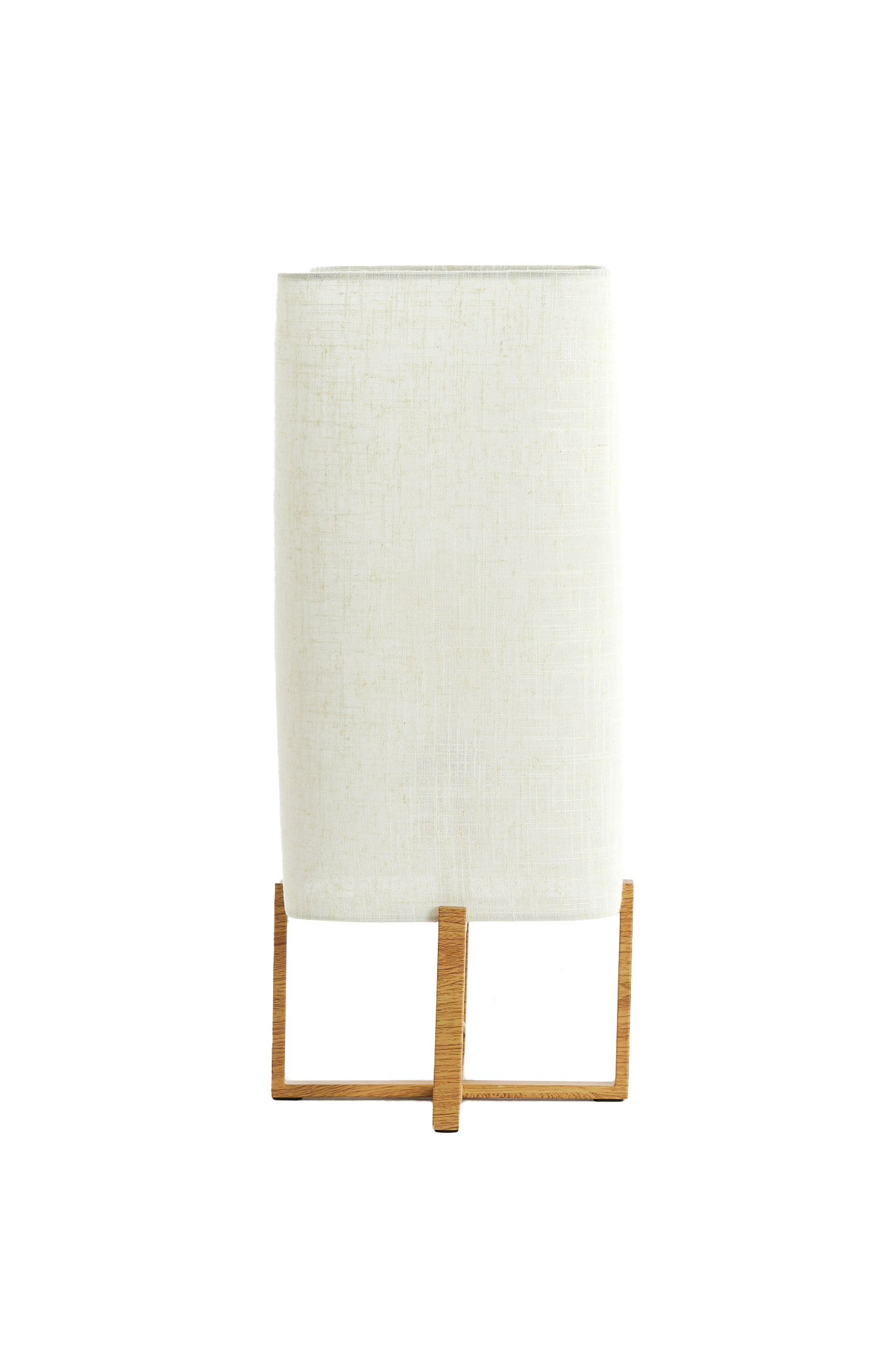 Tischleuchte ca, 22x22x51cm in wood Print natur+Linen creme
