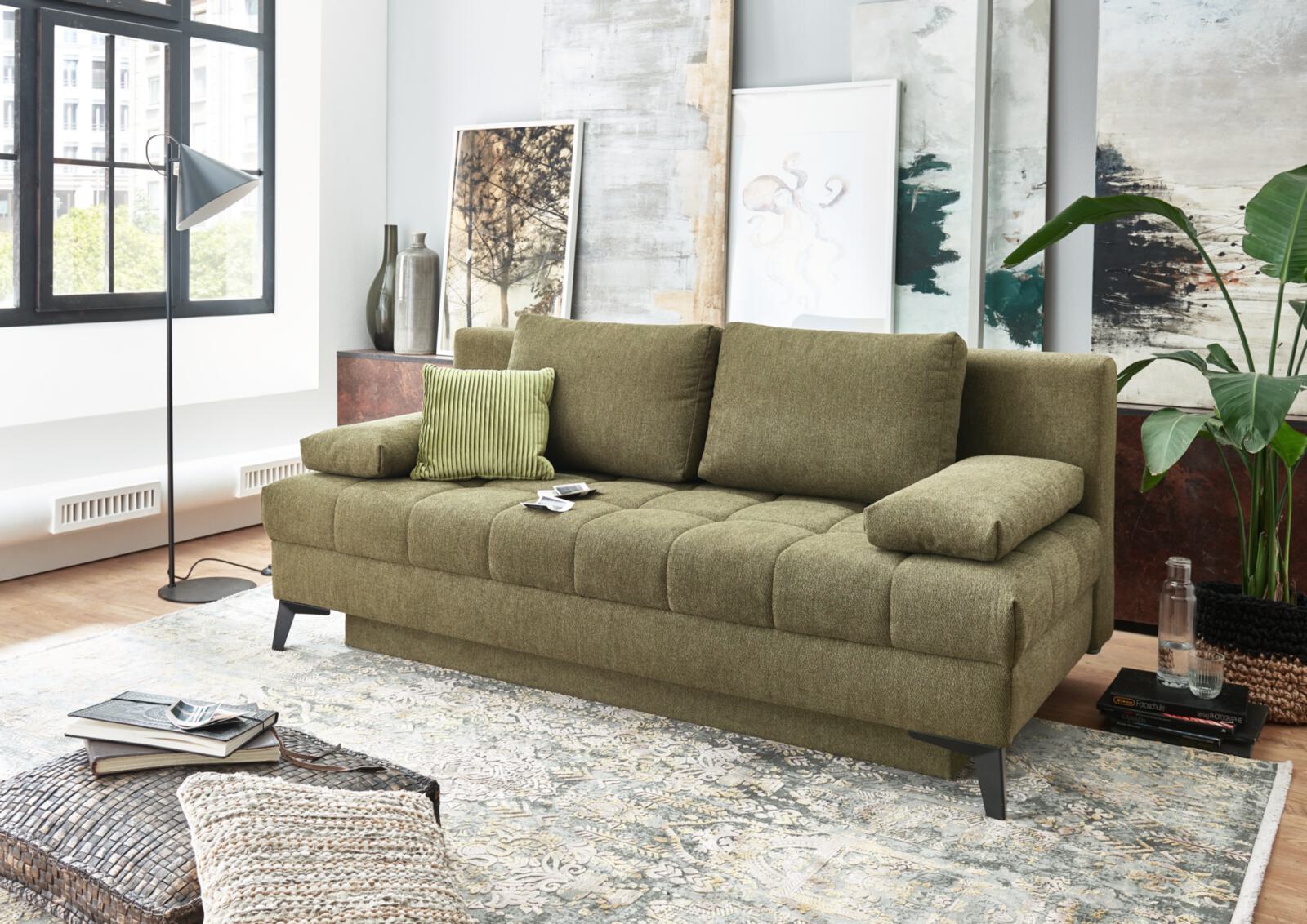 Restyl Schlafsofa Talia ca. 200x90x102cm in Stoff flaschengrün