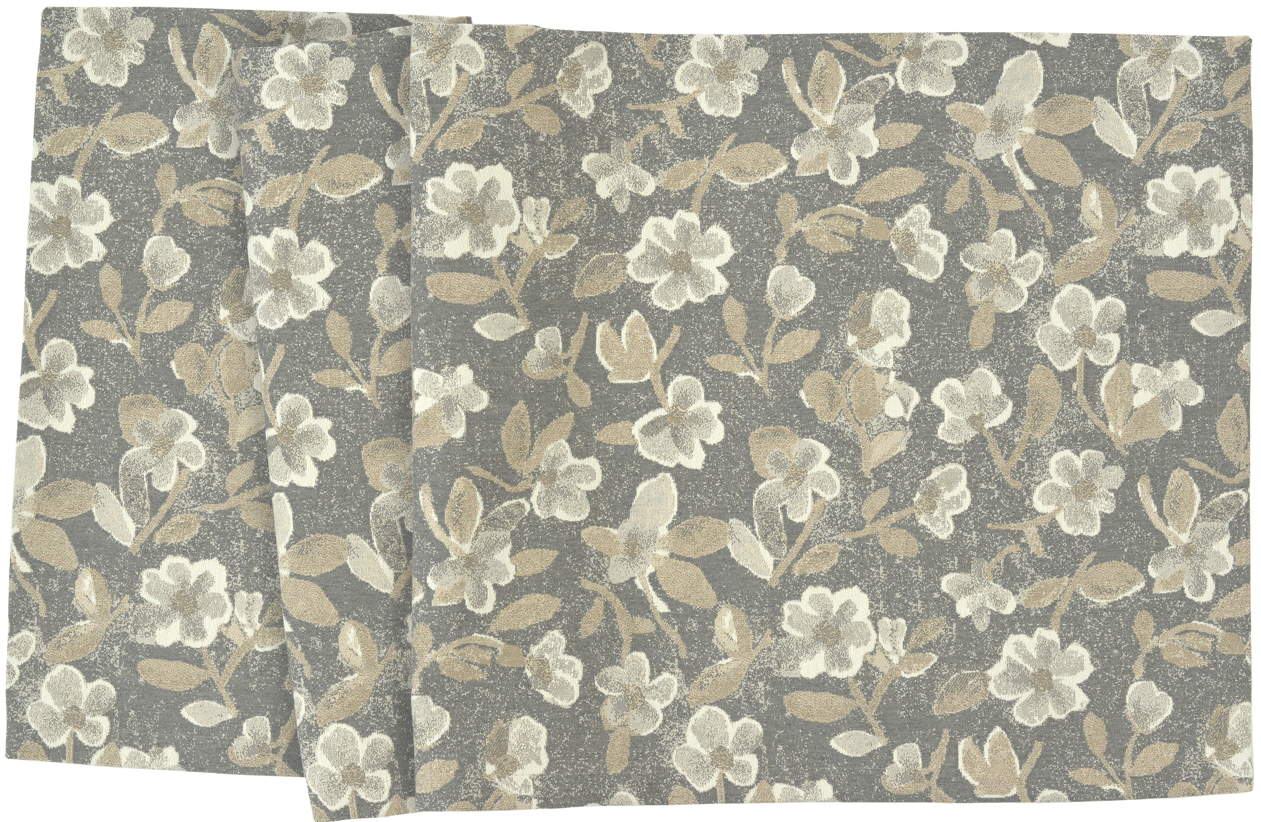 Sander Tischläufer VARA ca. 50x140cm in Farbe grey, Stoff, Blumenmuster, Bettdecke, Tapetenrolle, Textil