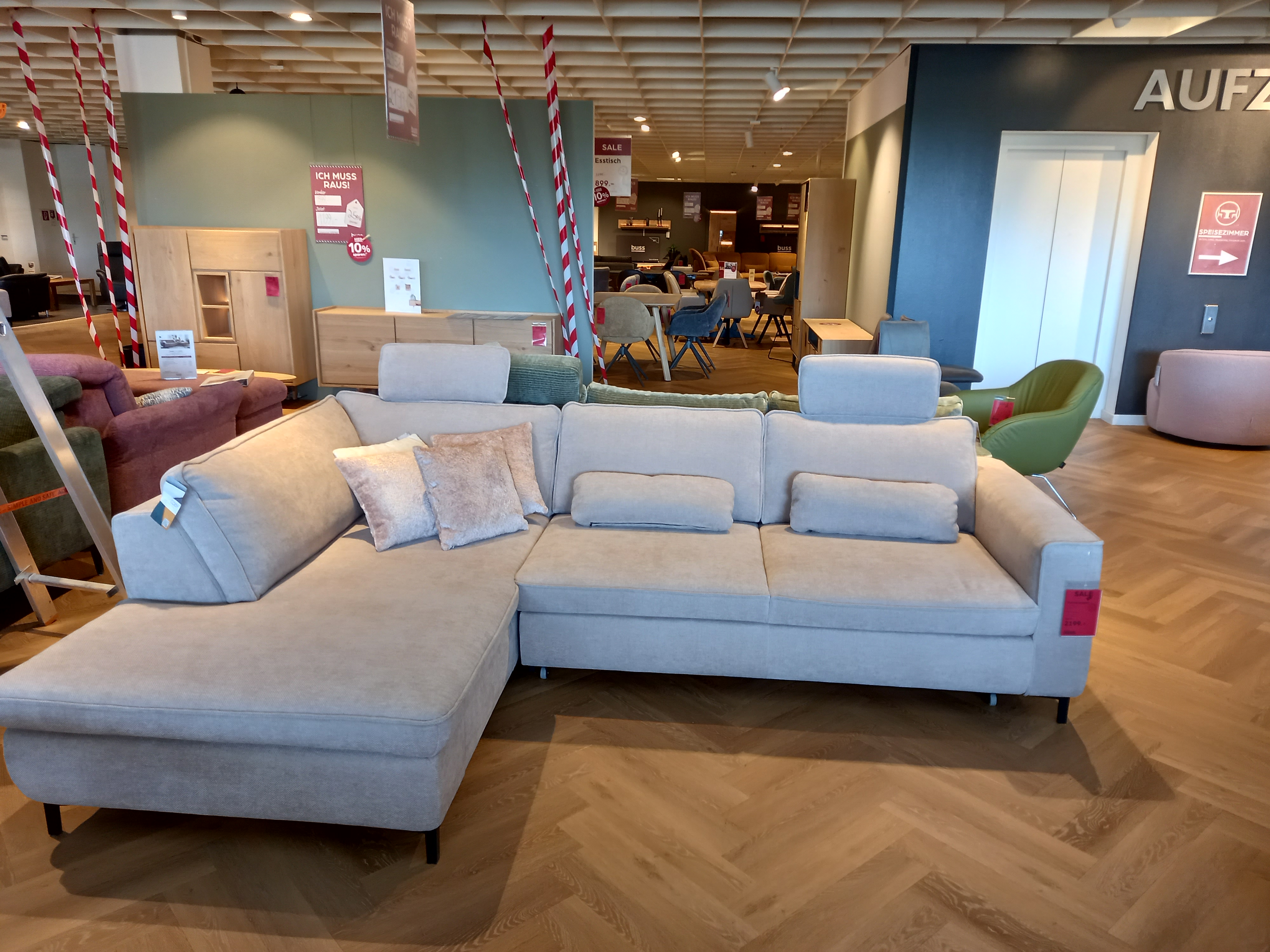 Polstergruppe MP-IN24153 in Stoff Cody desert, Sofa, Sofa-Ecke, hellgrau, Stoff, Kissen