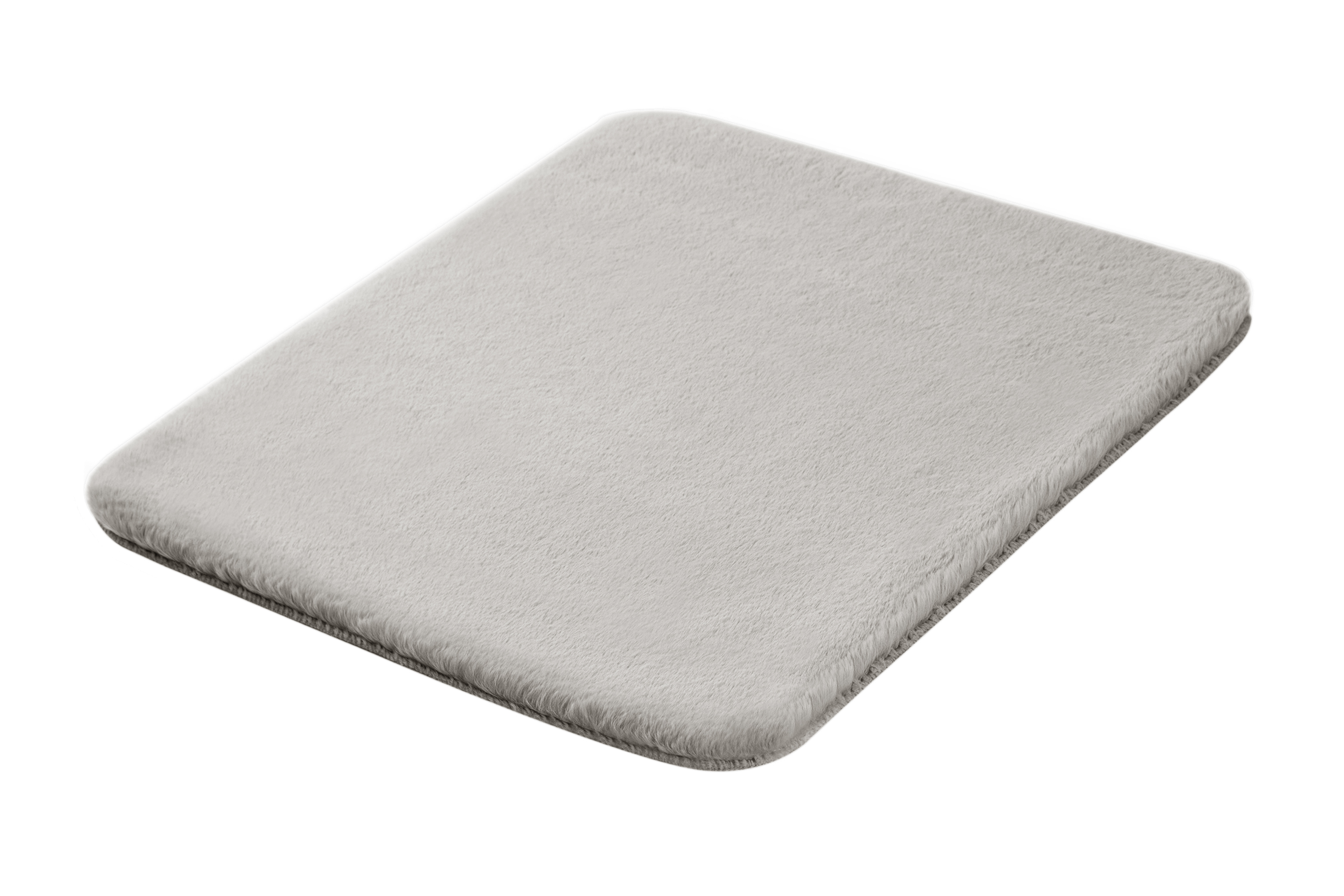 Kleine Wolke Badteppich CONY ca. 55x65cm in Farbe Silbergrau, Schaum-Matte, Waschbarer Teppich, Flauschig, Kuschelkissen, Teppichboden