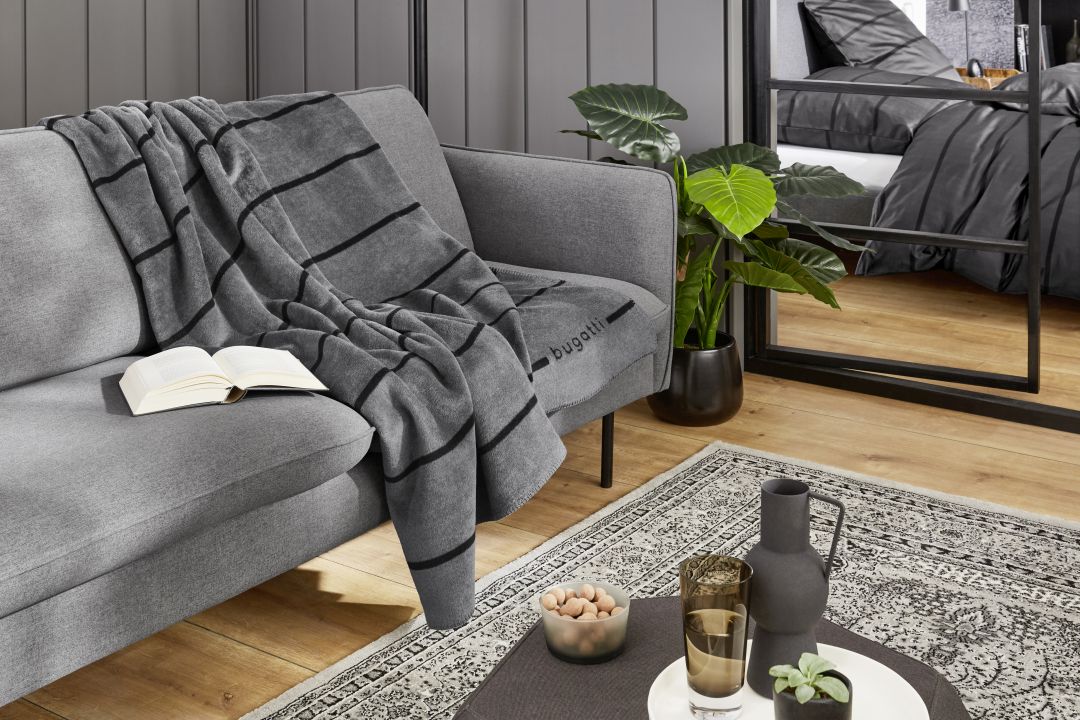 bugatti Jacquard-Decke 150x200cm in Farbe grau/schwarz