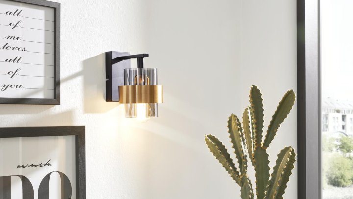 Interliving Wandleuchte IL-9333 in schwarz matt/messingfarben
