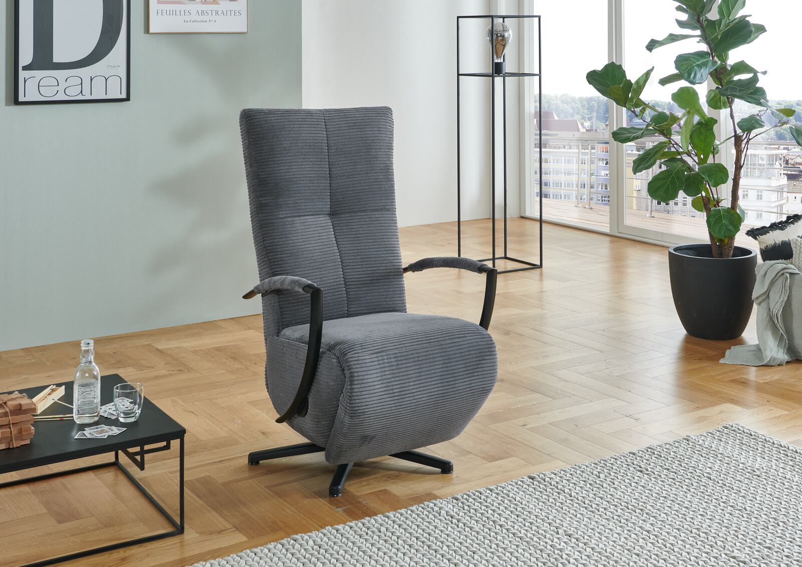 Poco Relaxsessel DOVER in Stoff Cord Lincoln hellgrau