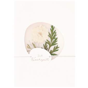 Trockenblumenkarte ZUR HOCHZEIT in Zur Hochzeit, Hochzeitskarte, Blume, Pfingstrose, Grünpflanze, Karte mit Blumen