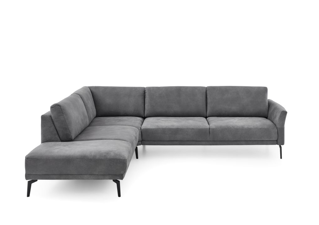 Polstergruppe PN-EM24126 ca. 298x254cm in Leder Aurelia graphit, Wohnzimmersofa, Ecksofa, Stoffsofa, Grau, Modulares Sofa