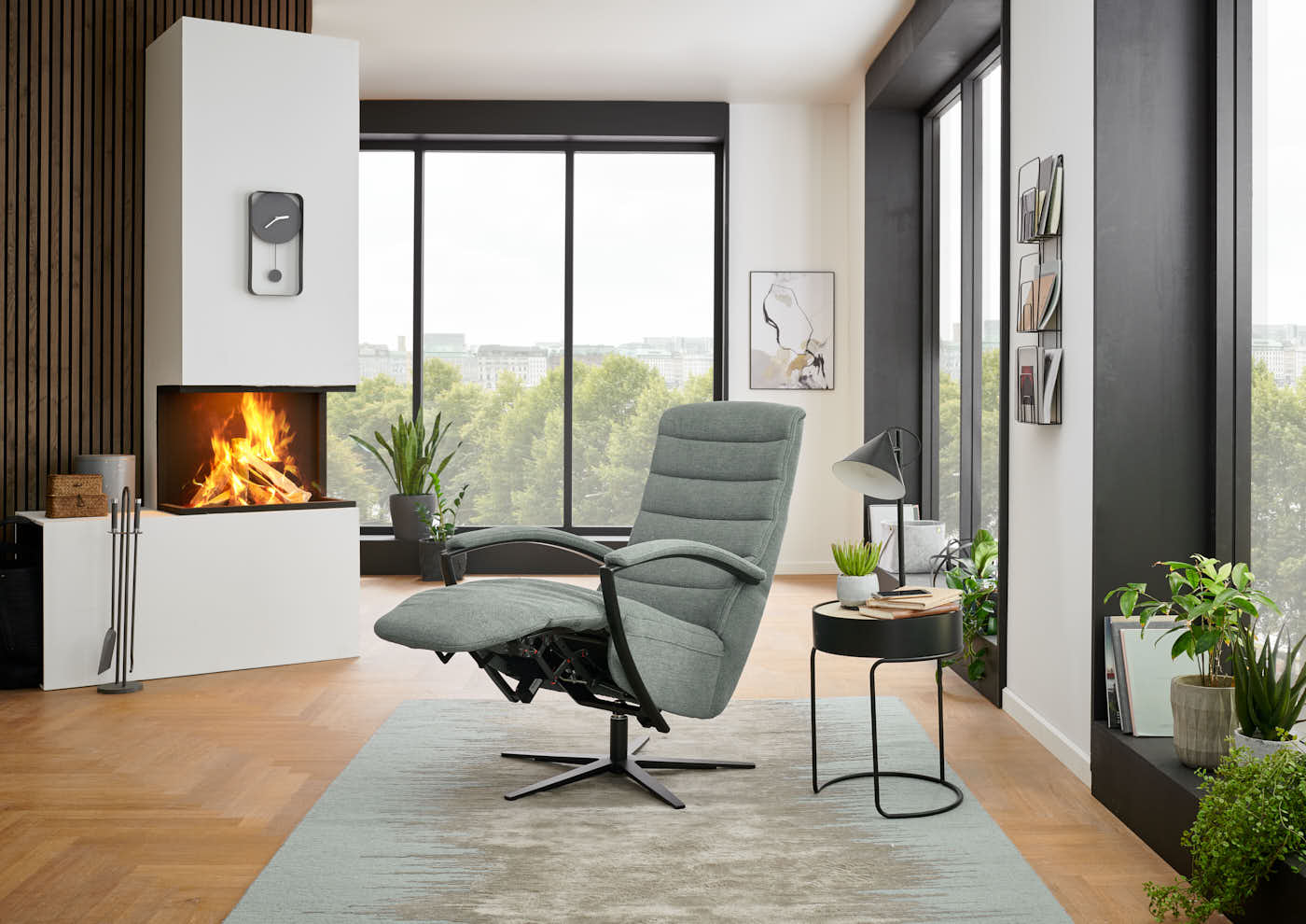 Relaxsessel RS20038 in Stoff Calido steel, Kamin, Drinnen, Mobiliar, Innenarchitektur, Stuhl