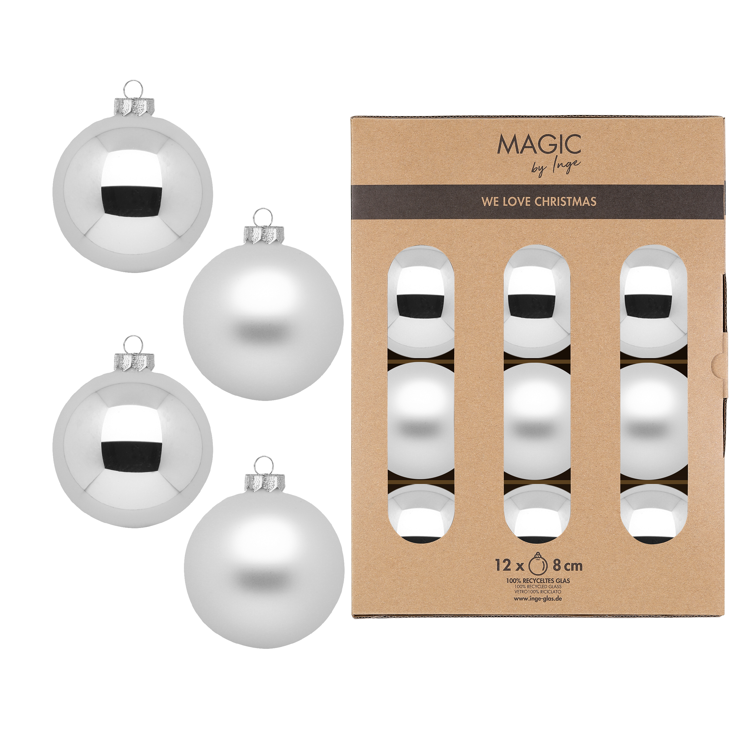 Kugel 8cm in Farbe Frosty Silver (), Zubehor, Schmuck, Ohrring
