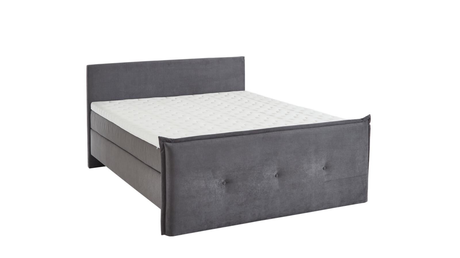 Fey Boxspringbett KAWOO ca. 180x200cm in Monza anthrazit, Bettenrahmen, Boxspringbett, Grau, Gestell, Matratze