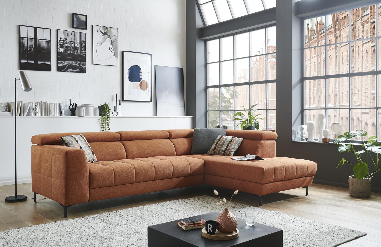 Polsterecke ca. 293x201cm in Stoff Signal orange