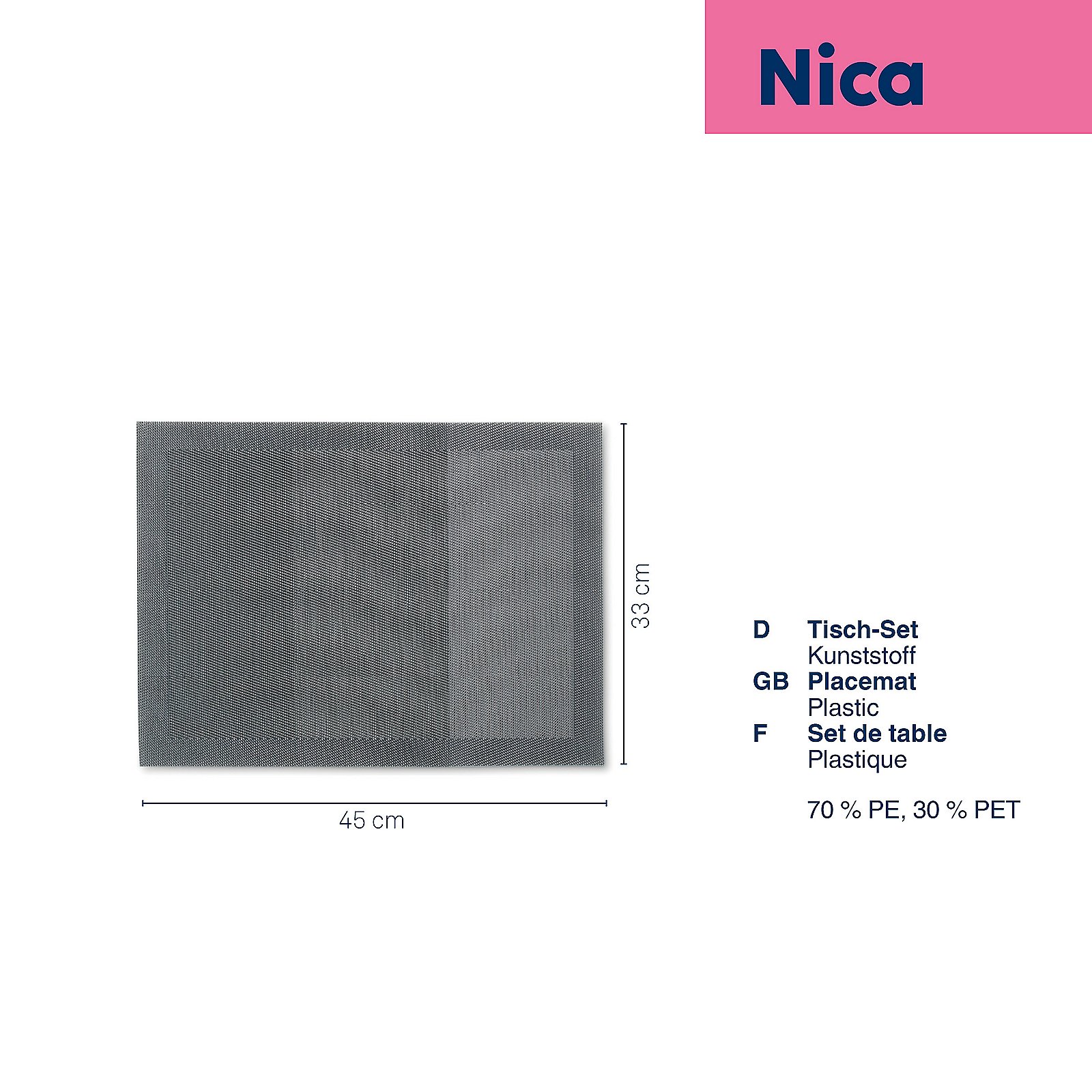 Kela Tisch-Set NICA in Farbe Dunkelgrau, Tisch-Set, Platzset, Kunststoff, Plastik, 70/30 PET