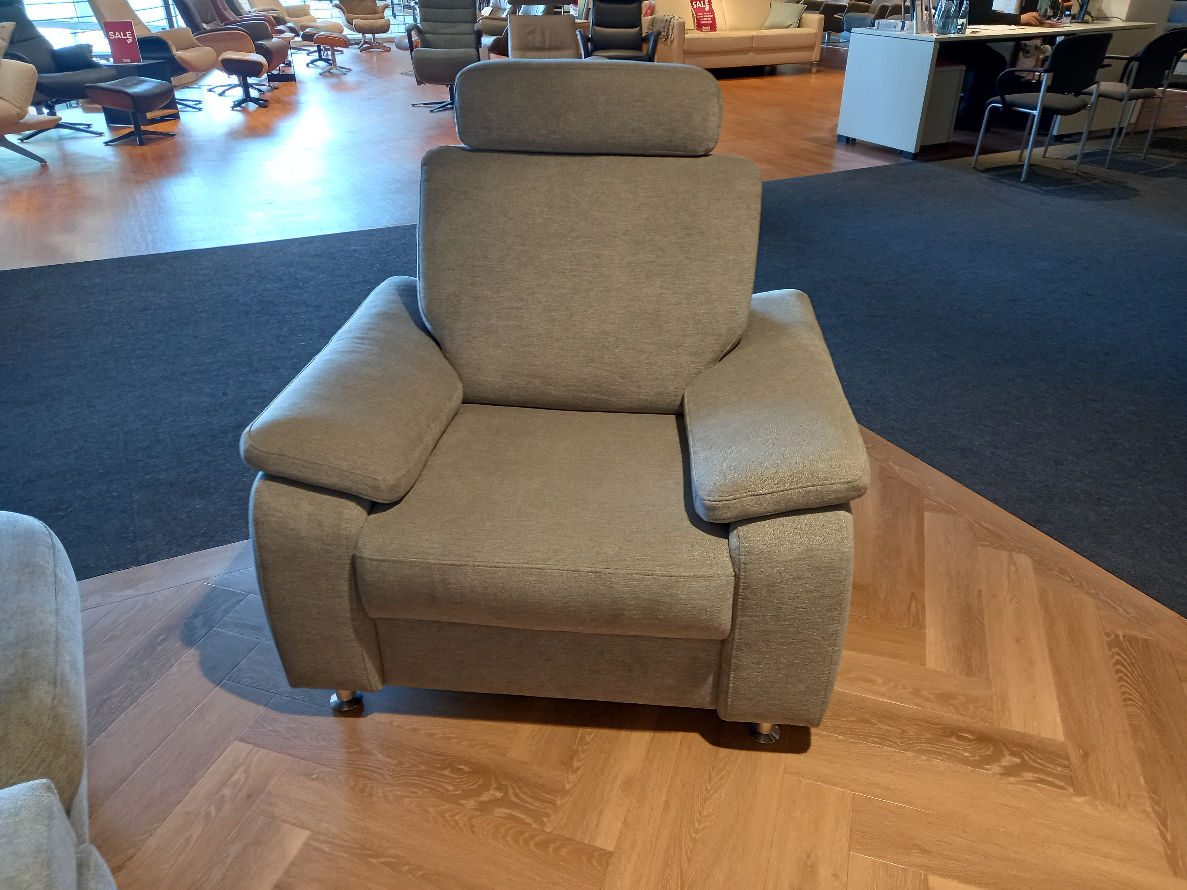 Modulmaster Wohnlandschaft in Stoff Charly alu, Sessel, Sessel mit Armlehnen, Polsterstuhl, Grau, Hochlehner