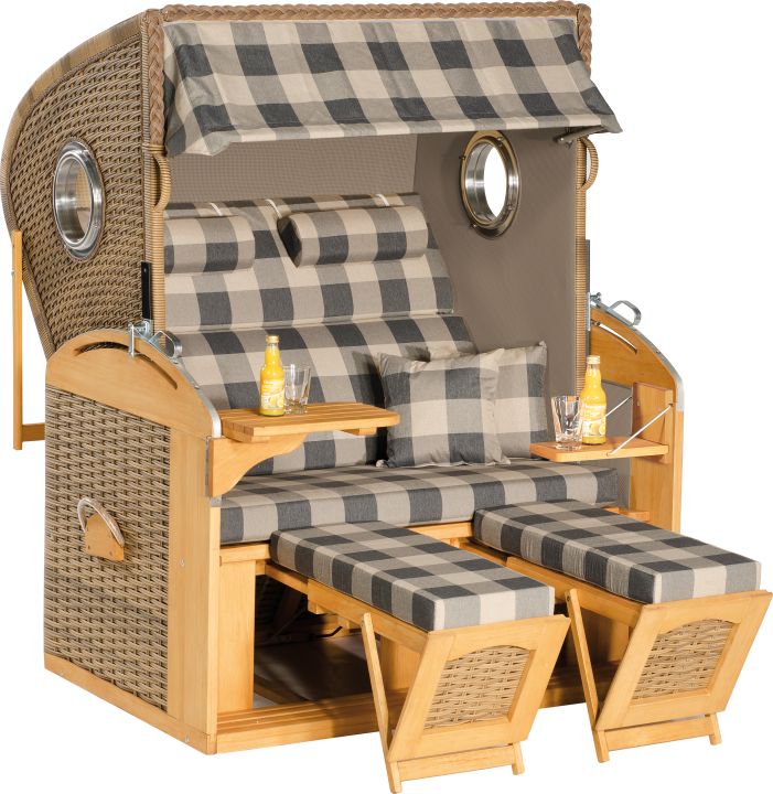 Gartenstrandkorb 2-Sitzer RUSTIKAL 305 Z COMFORT XL in Farbe taupe Gartenstrandkorb 2-Sitzer XL, Couch, Mobiliar, Tabelle
