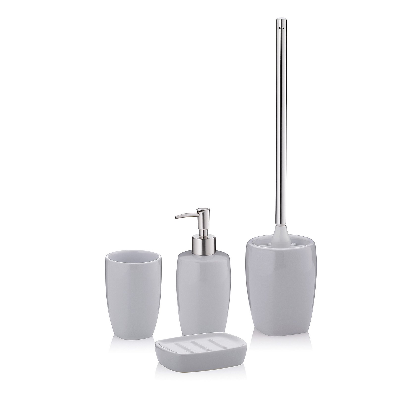 Kela Becher Landora Keramik Grau, Bad-Set, Toilette, Badezimmer-Set, UT-Accessoires, Oberflächen-Weiße
