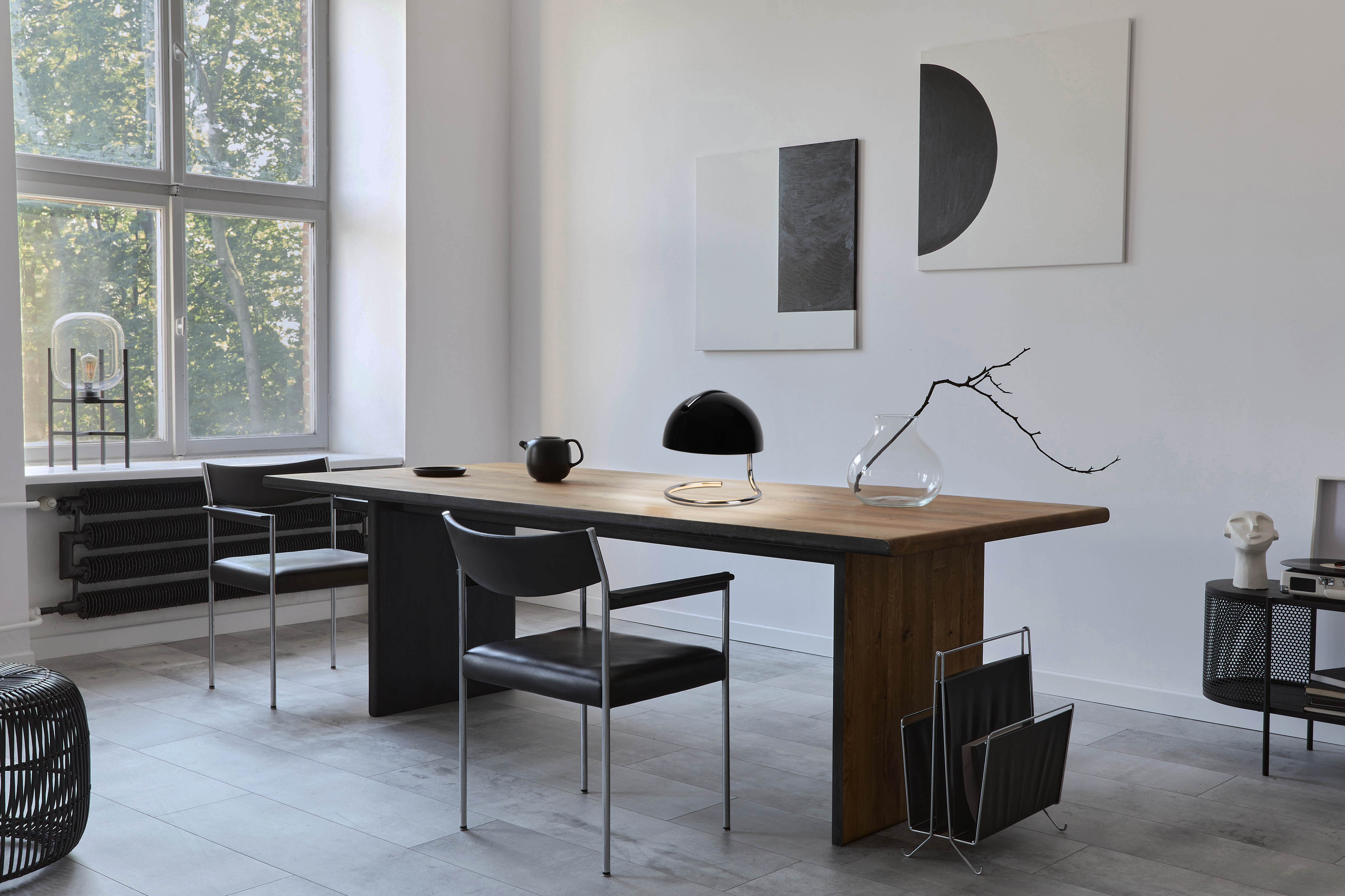 Tischleuchte BURANO in Metall/Glas schwarz