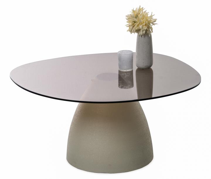 Couchtisch FILO in Platte Sicherheitsglas braun, tisch, runder tisch, glasplatte, marmoroptik, dekosessel