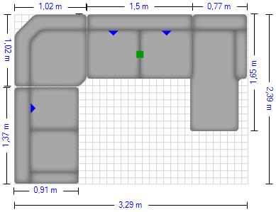 Modulares Sofa, Ecksofa, Grau, L-Form, Maßangaben