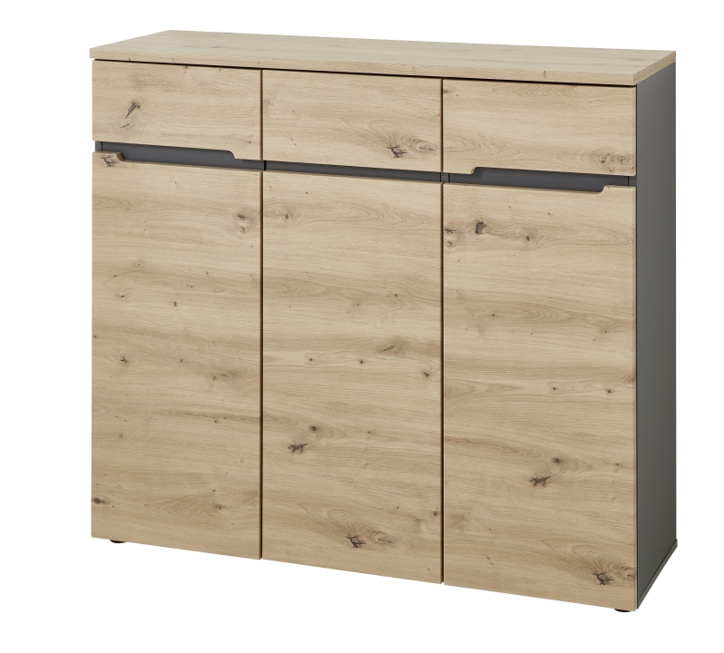 Innostyle Schuhschrank Memphis mit Front: Artisan Eiche MDF, Absetzung graphit